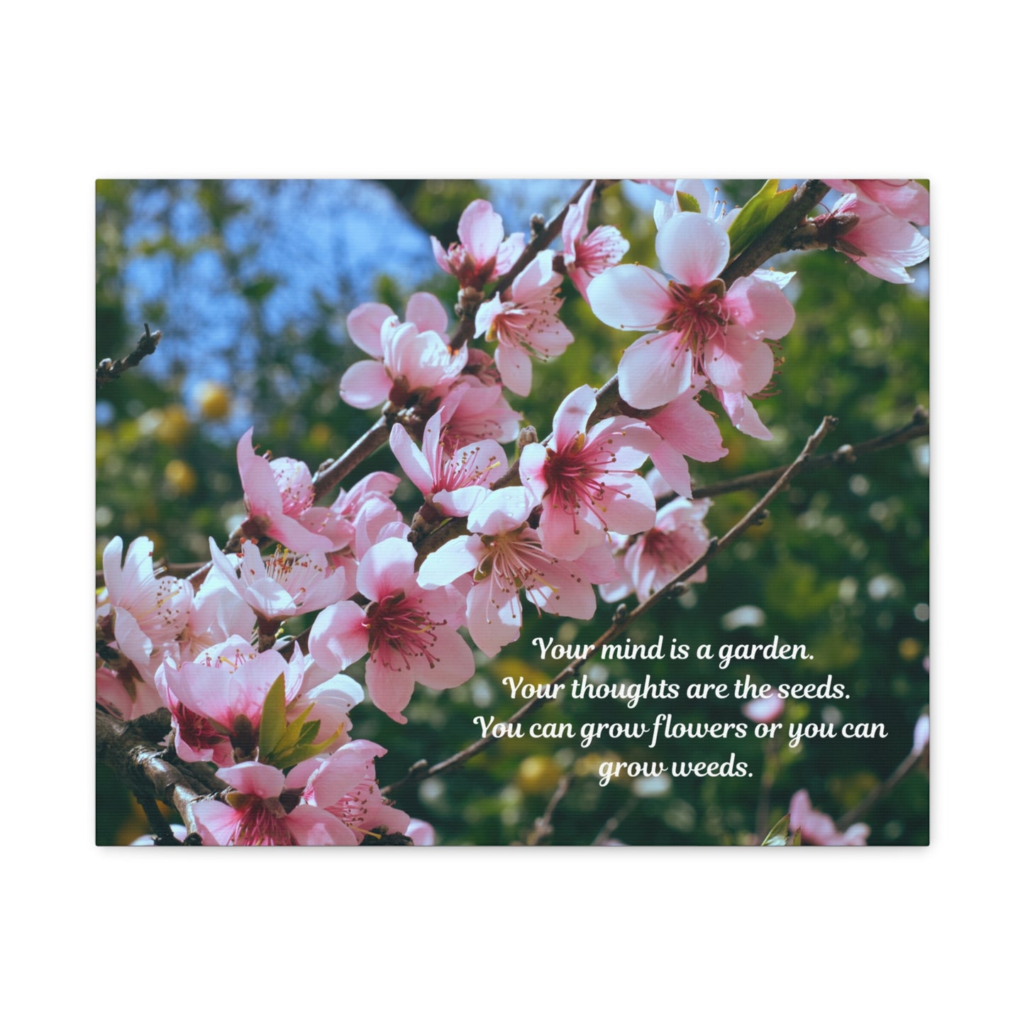 Inspirational Flower Canvas Wall Art, Nature Decor for Home, Motivational Gift, Garden Quote Print, Positive Thinking Wall Decor