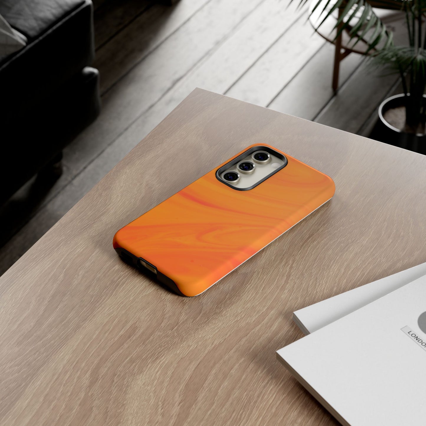 Tough Cases, Beautiful Orange Marble Design