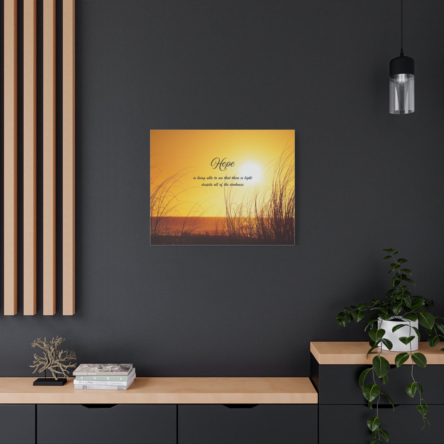 Hope Sunrise Canvas Wall Art — Inspirational Quote Beach Print