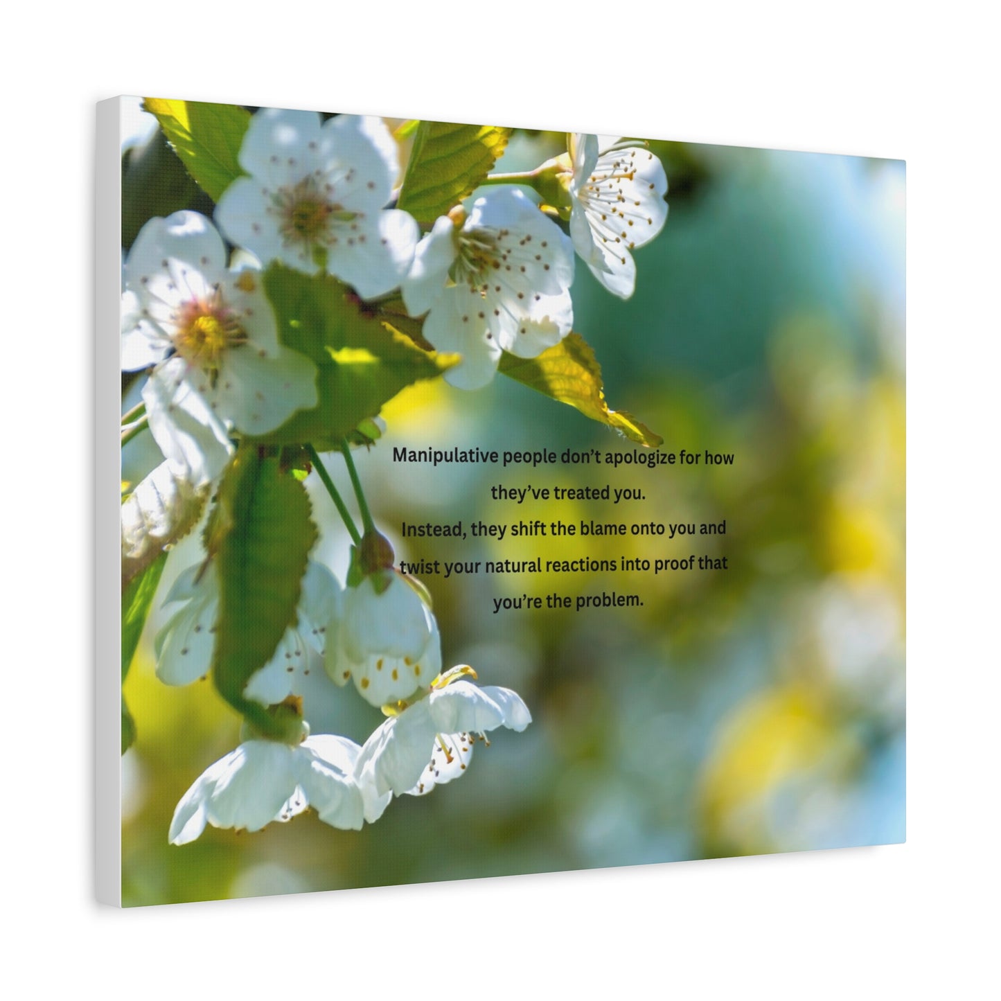 Inspirational Floral Canvas Wall Art — "Manipulative people don't apologize" Quote
