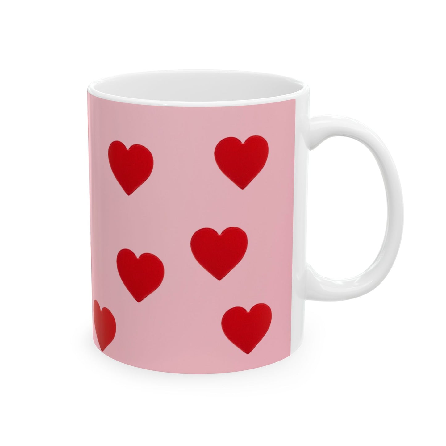 Valentine Love Hearts Ceramic Mug – Pink Red Heart Pattern (11oz & 15oz)