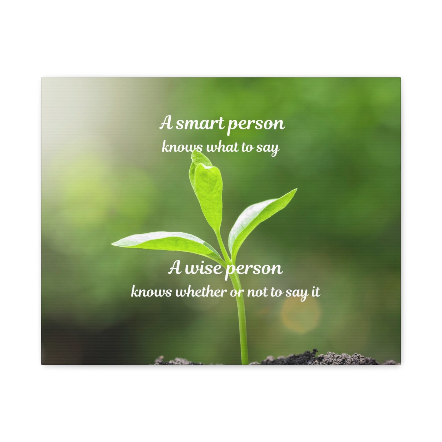 Canvas Wall Art — "A Smart Person Knows What to Say" Inspirational Plant Quote