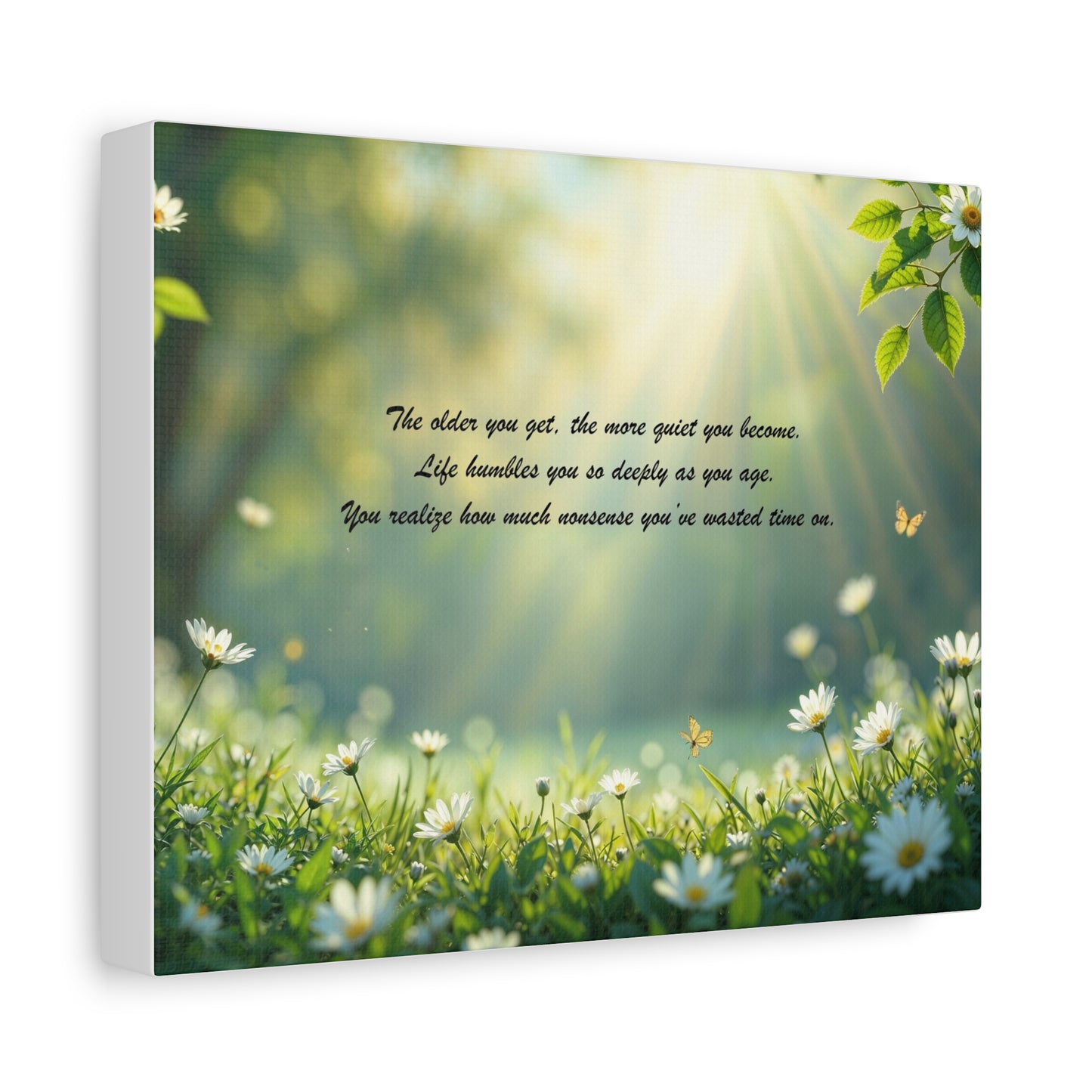 Sunlit Daisy Meadow Canvas Print – Inspirational Quote Wall Art