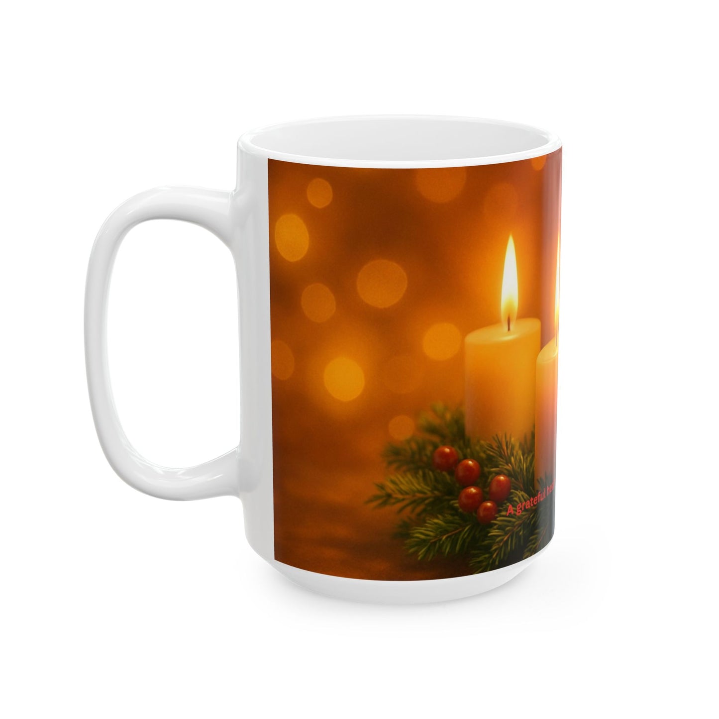 Christmas Candle Ceramic Mug - Cozy Holiday Tea Coffee Cup (11oz & 15oz)