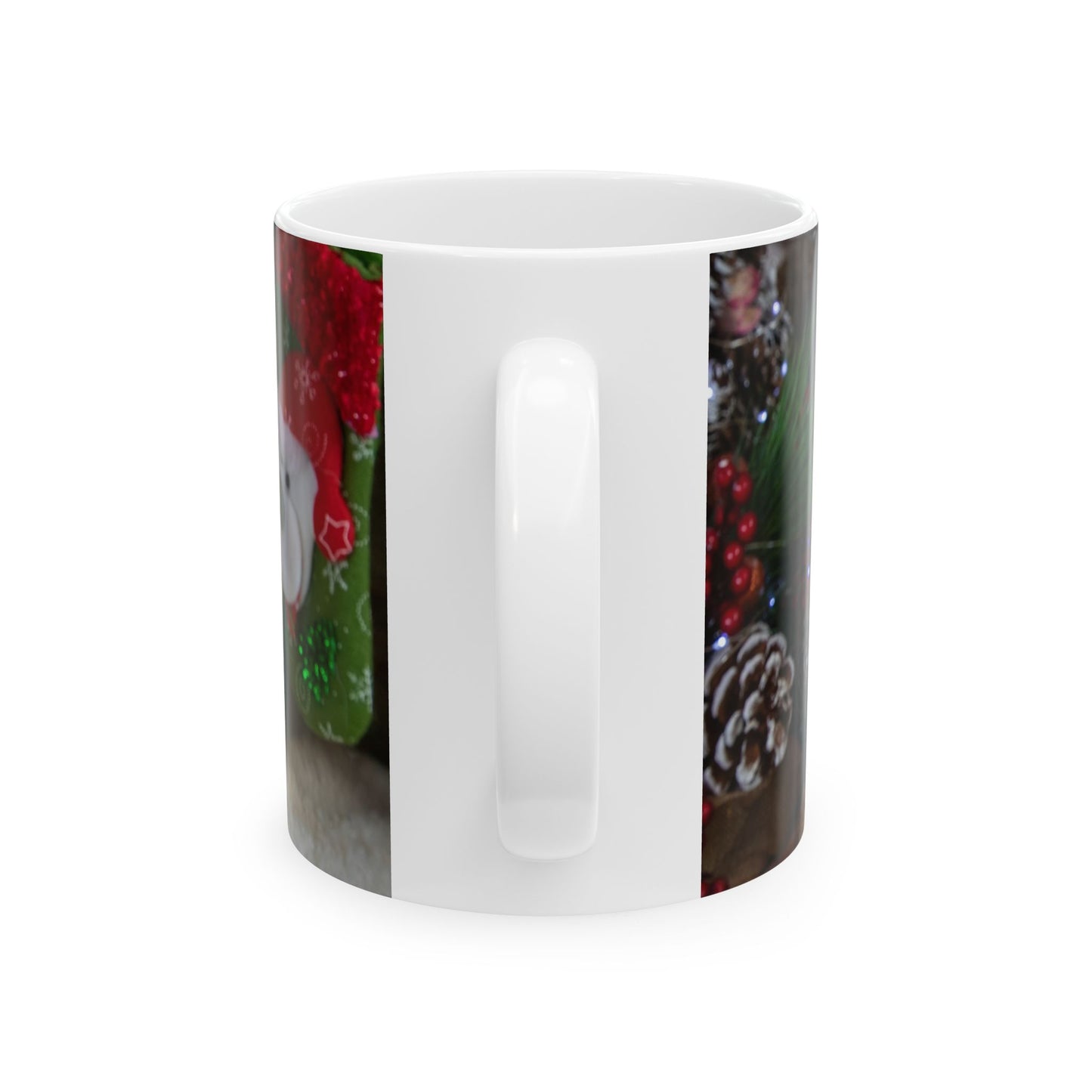 Christmas Puppy Ceramic Mug – Cute Puppy in Santa Hat Holiday Coffee Cup (11oz & 15oz)