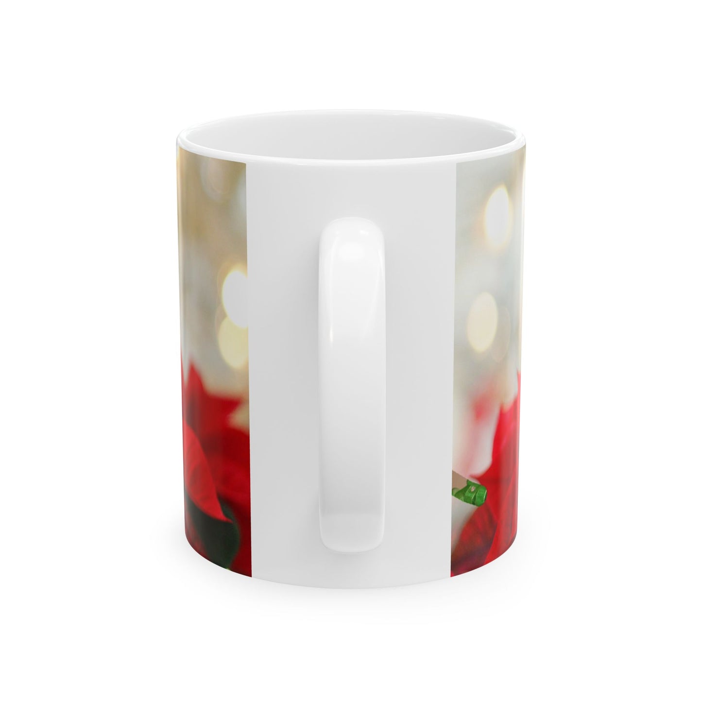 Merry Christmas Floral Mug - Perfect Holiday Gift, Coffee Tea Cup, Seasonal Decor, Red Poinsettia Design, 11oz & 15oz
