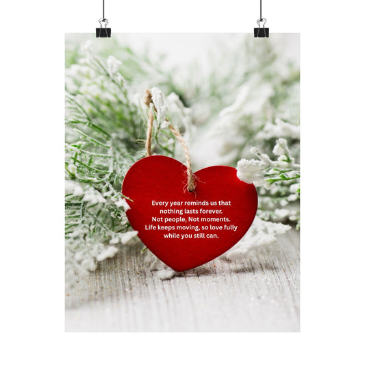 Winter Heart Poster – Matte Vertical Wall Art with Inspirational Quote