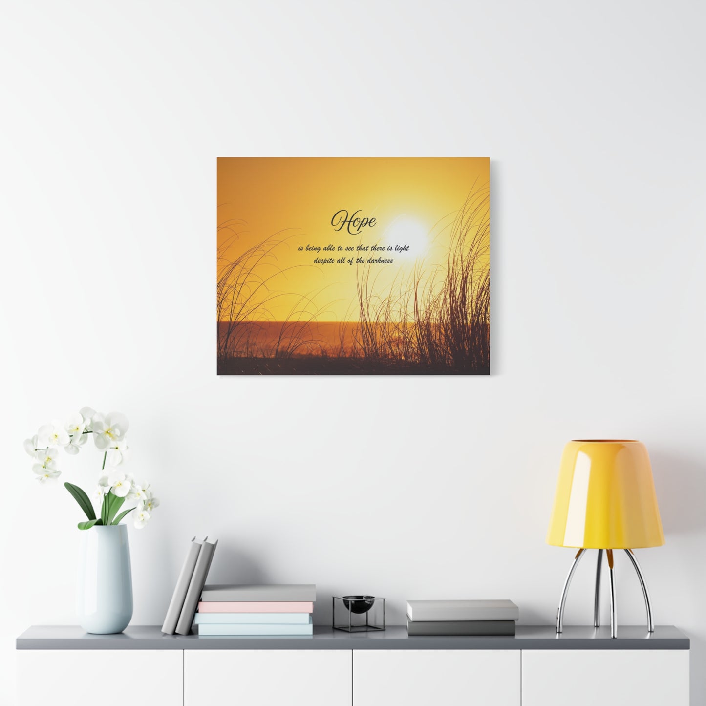 Hope Sunrise Canvas Wall Art — Inspirational Quote Beach Print