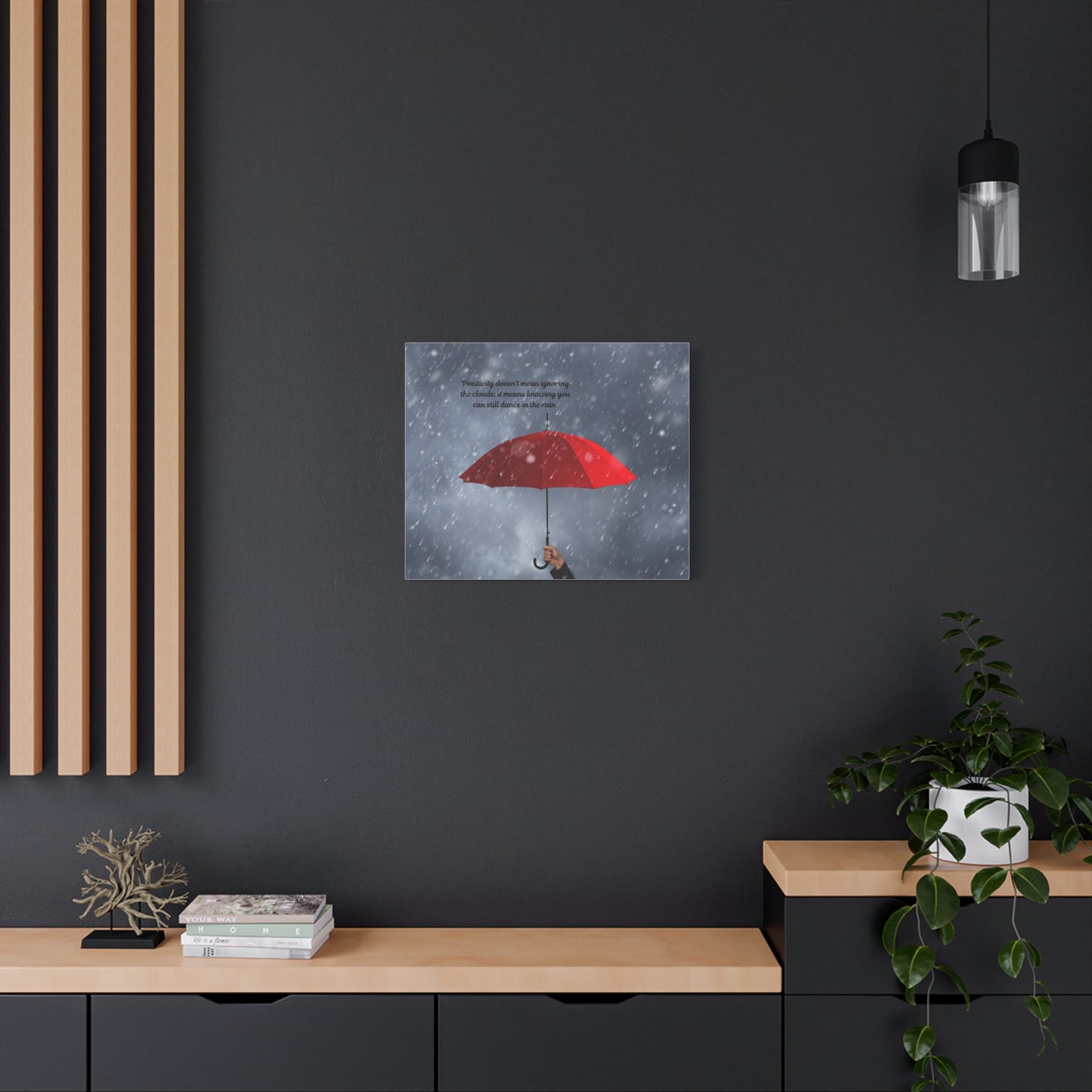 Inspirational Wall Art, Dance in the Rain Umbrella Canvas, Motivational Decor, Home Office Art, Gift for Friends, Positive Quote