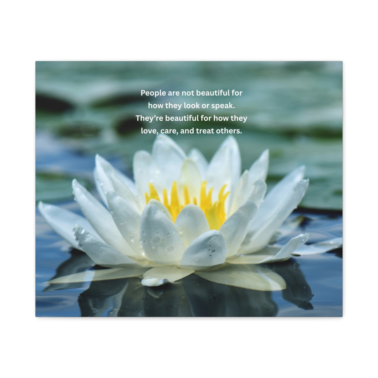 Lotus Wall Canvas – "People are not beautiful for how they look" Inspirational Quote Art