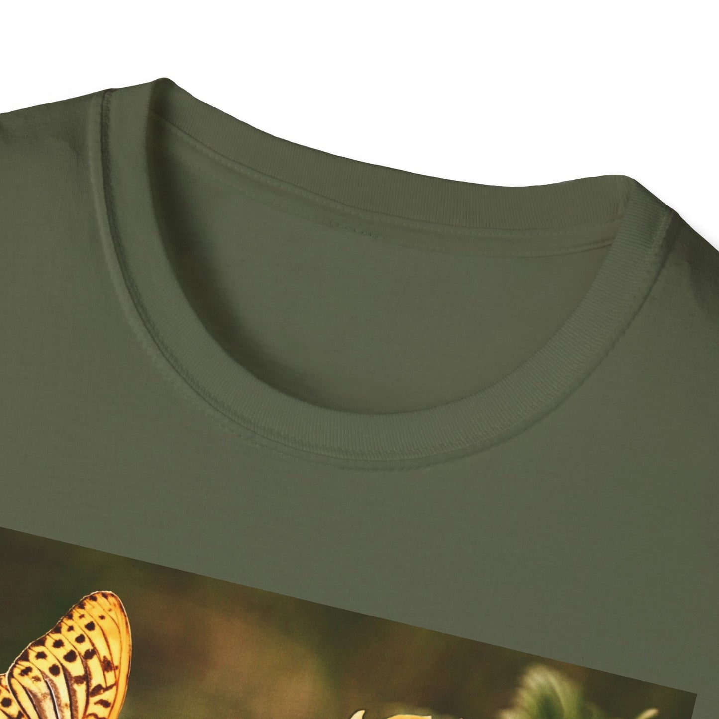 Butterfly & Flower  Softstyle T-Shirt, Nature Tee, Gift for Nature Lovers, Floral Art Shirt, Casual Wear, Summer Top