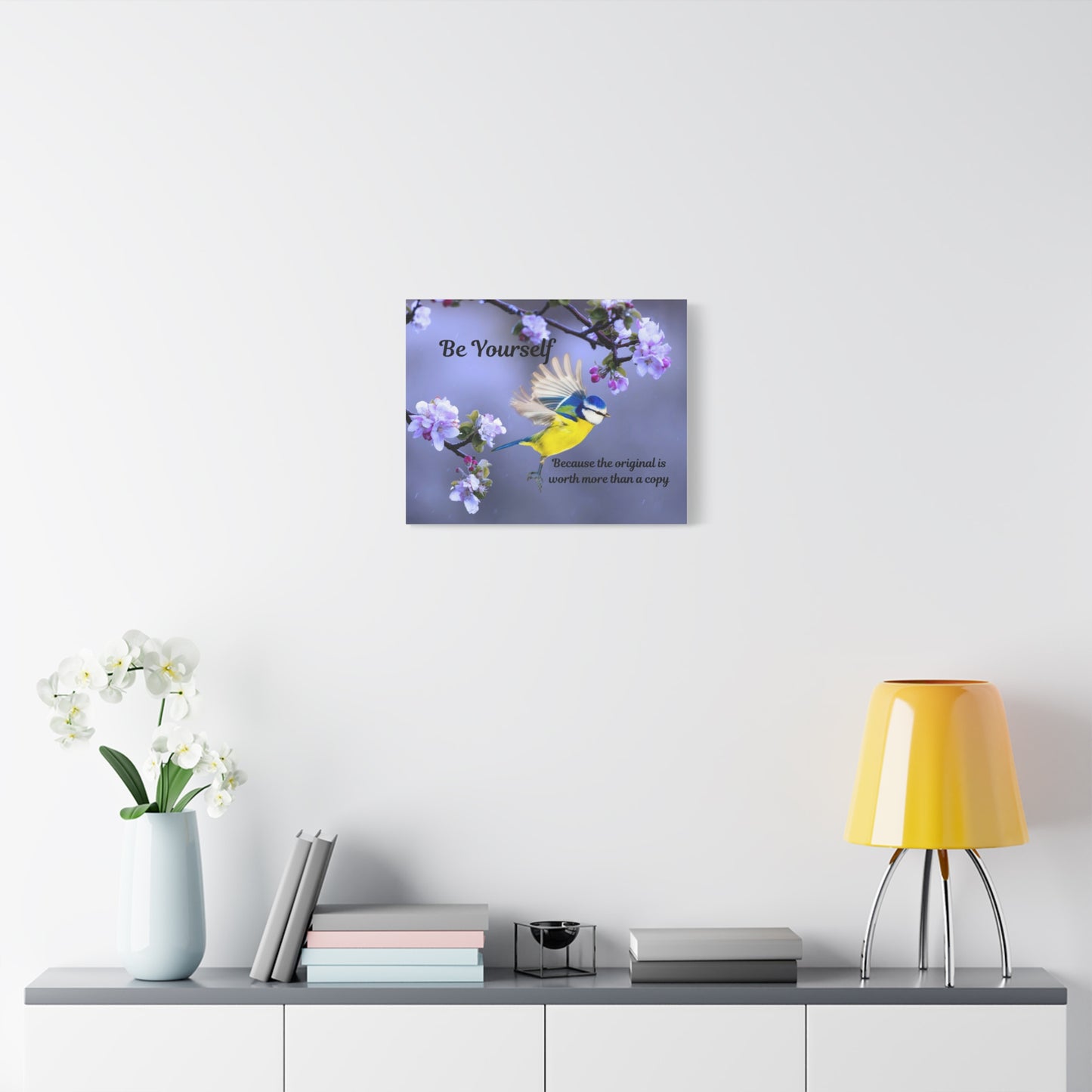 Inspirational Bird Canvas Wall Art, Be Yourself Quote, Home Decor, Nature Lover Gift, Motivational Artwork, Unique Gift for Her