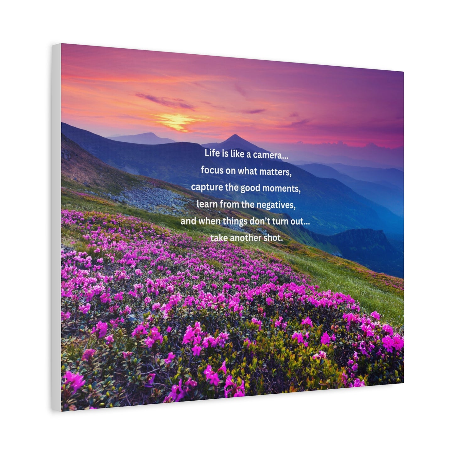 Inspirational Photography Quote Canvas — "Life is like a camera" Stretched Wall Art