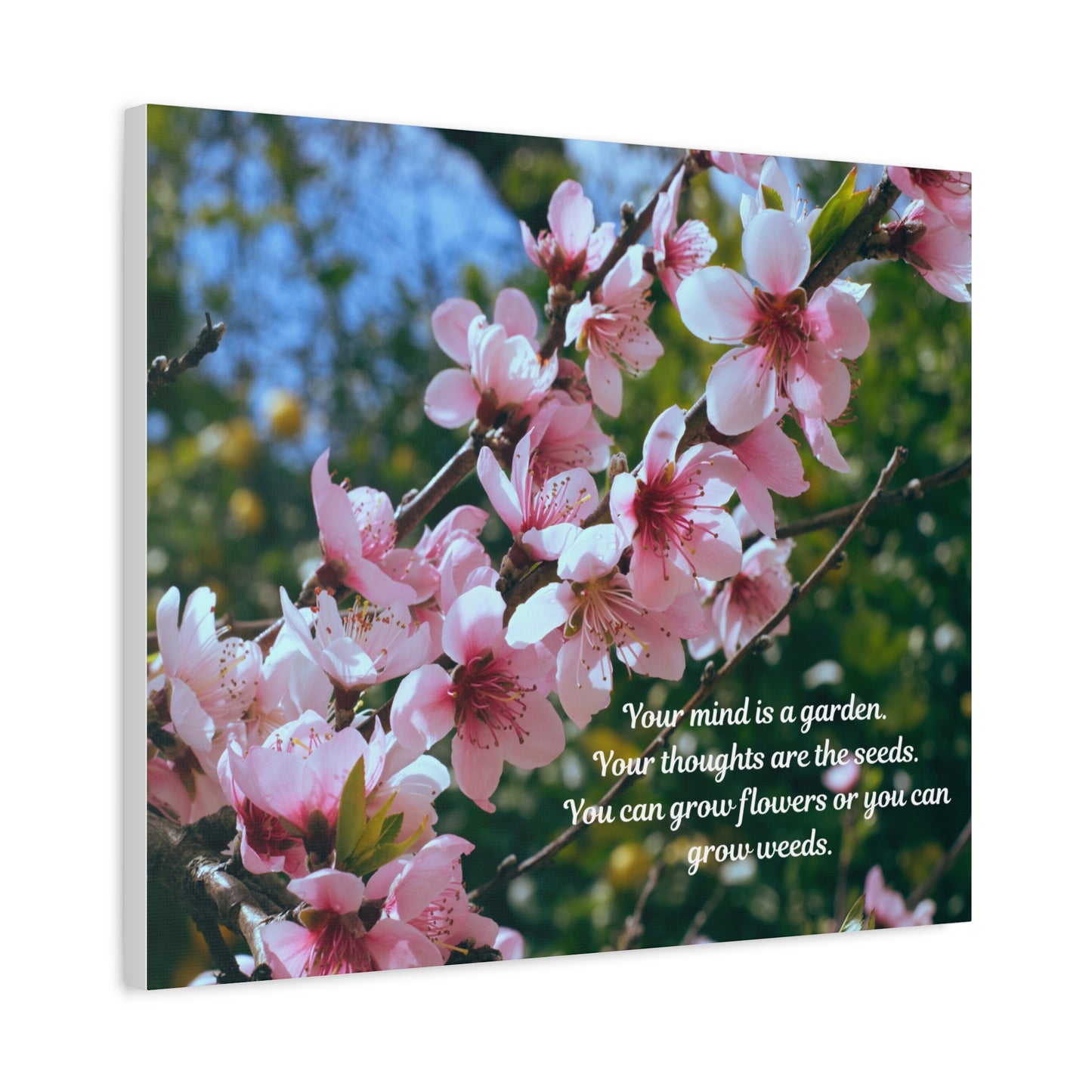 Inspirational Flower Canvas Wall Art, Nature Decor for Home, Motivational Gift, Garden Quote Print, Positive Thinking Wall Decor