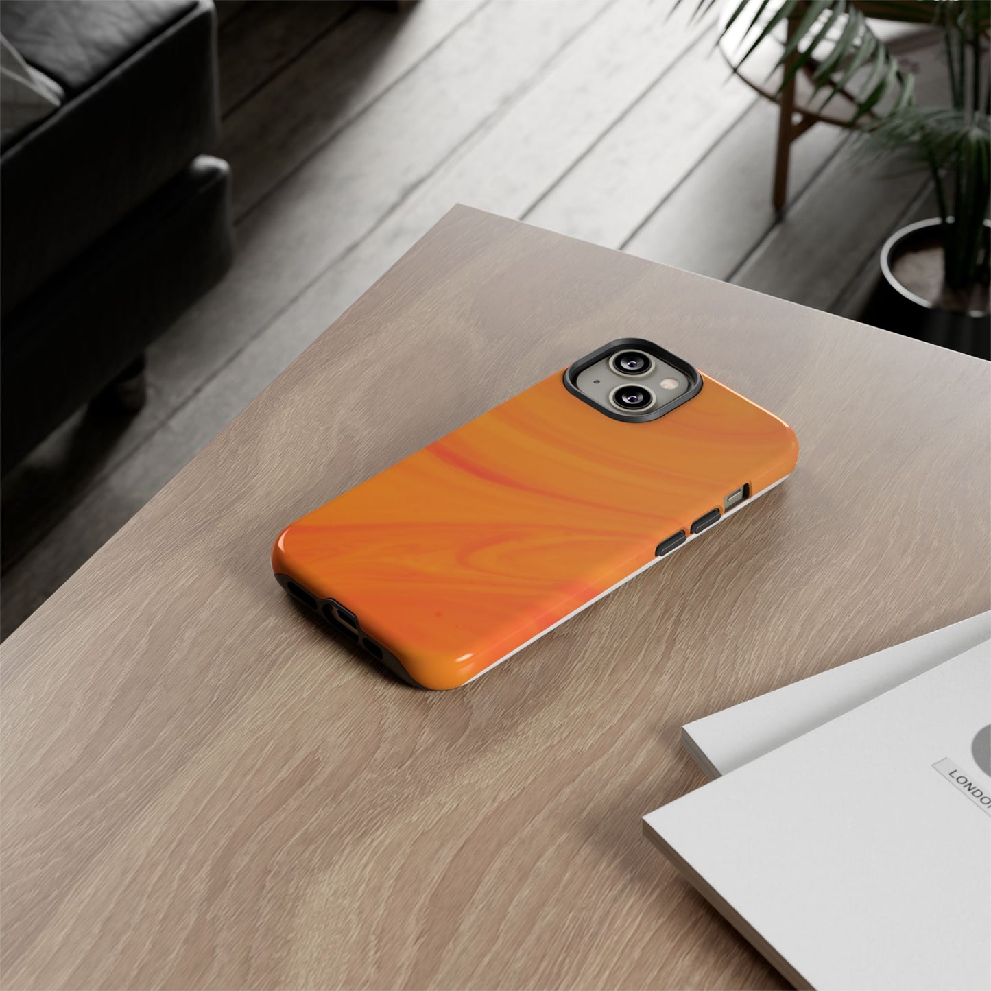 Tough Cases, Beautiful Orange Marble Design