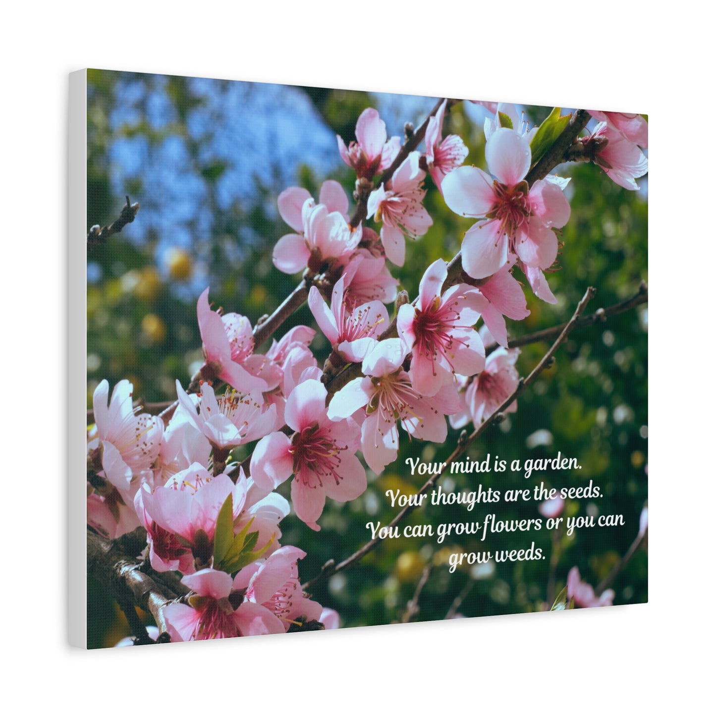 Inspirational Flower Canvas Wall Art, Nature Decor for Home, Motivational Gift, Garden Quote Print, Positive Thinking Wall Decor