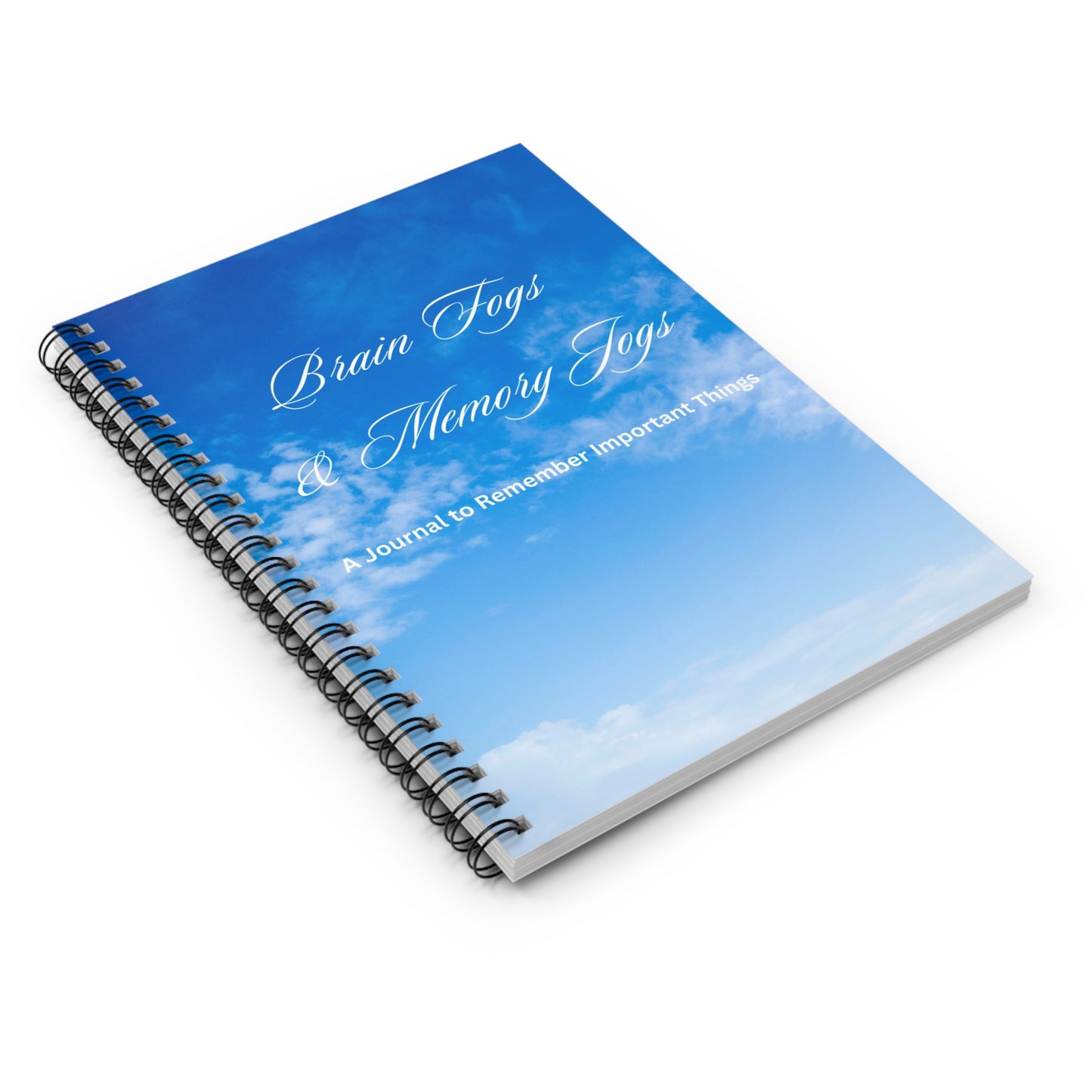 Sky Blue Spiral Notebook - Brain Fogs & Memory Jogs Journal, Gift for Students, Teachers, Writers, Dreamers, Office Supplies