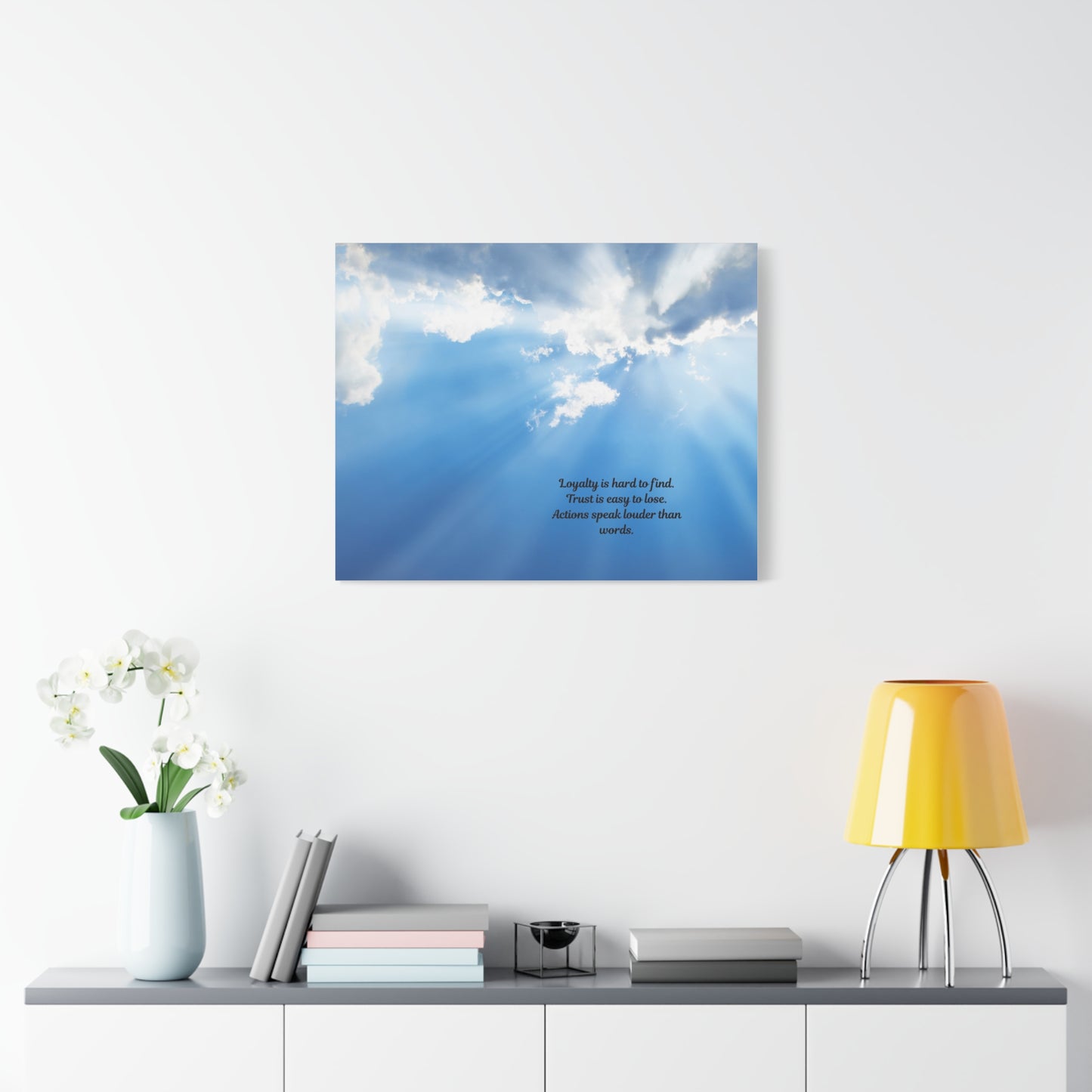 Inspirational Wall Art, Motivational Canvas Print, Home Decor, Loyalty Quote Art, Sky Artwork, Gift for Friends