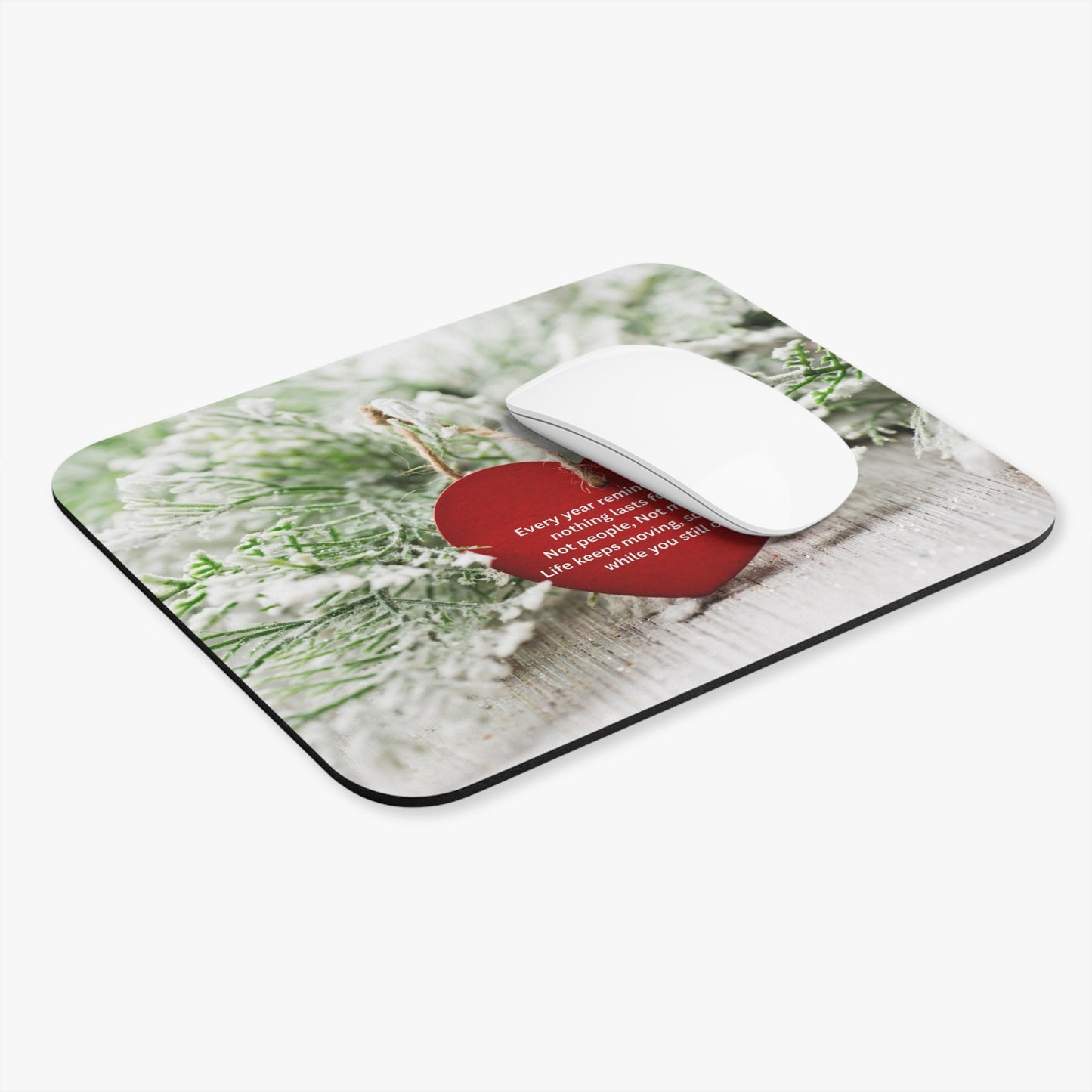 Mouse Pad — Rustic Heart with Inspirational Quote | Holiday Winter Desk Mat