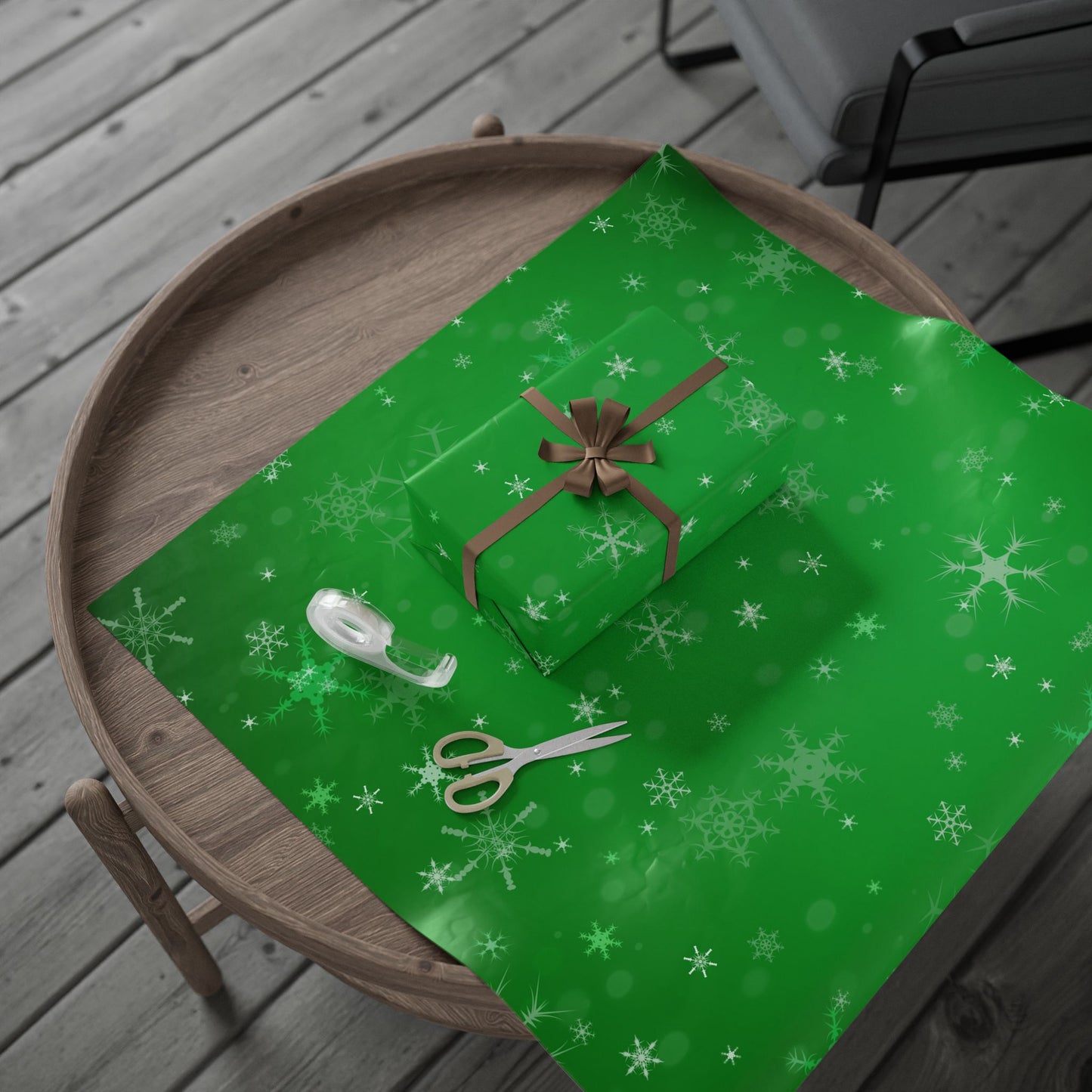 Festive Wrapping Paper Roll, Holiday Gift Wrap, Christmas, Birthday, Eco-Friendly Gift Wrap, Green Stars Design, Decorative Paper