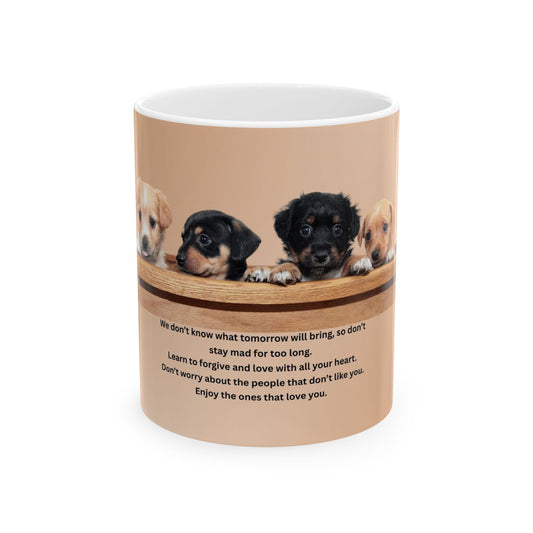 Puppy Pawprint Ceramic Mug — Inspirational Quote Coffee Cup (11oz & 15oz)