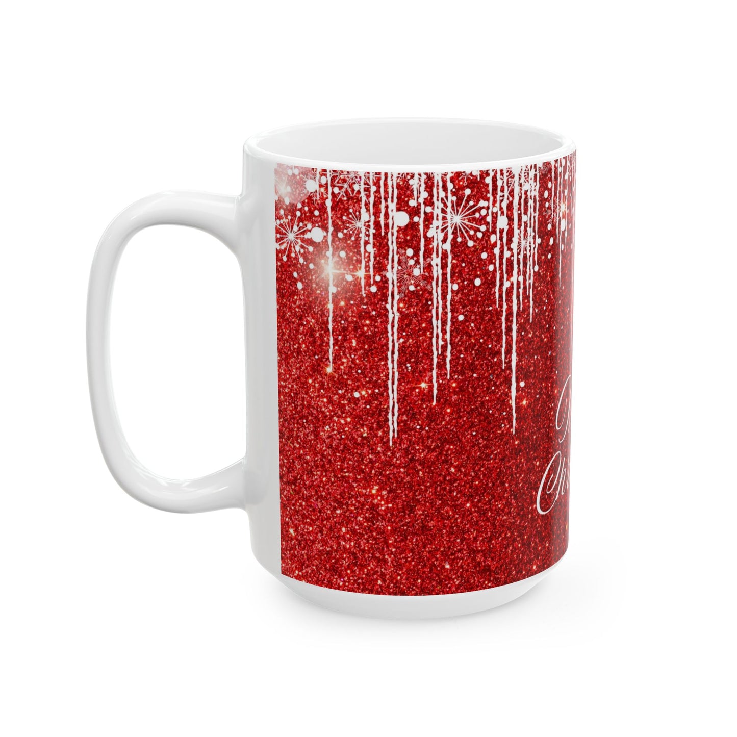 Sparkling Christmas Mug, Holiday Gift, Festive Coffee Cup, Merry Christmas, Glitter Red Coffee Mug, Seasonal Decor, 11oz 15oz