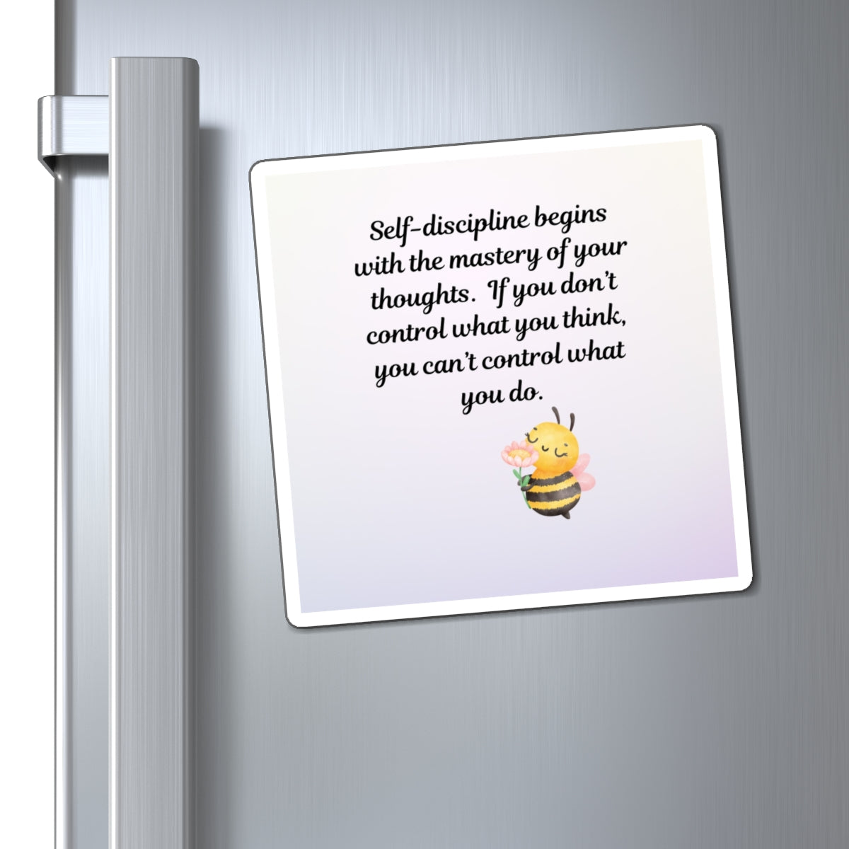 Inspirational Bee Magnet, Motivational Fridge Decor, Self-Discipline Reminder, Cute Kitchen Gift, Positive Thought Wall Art