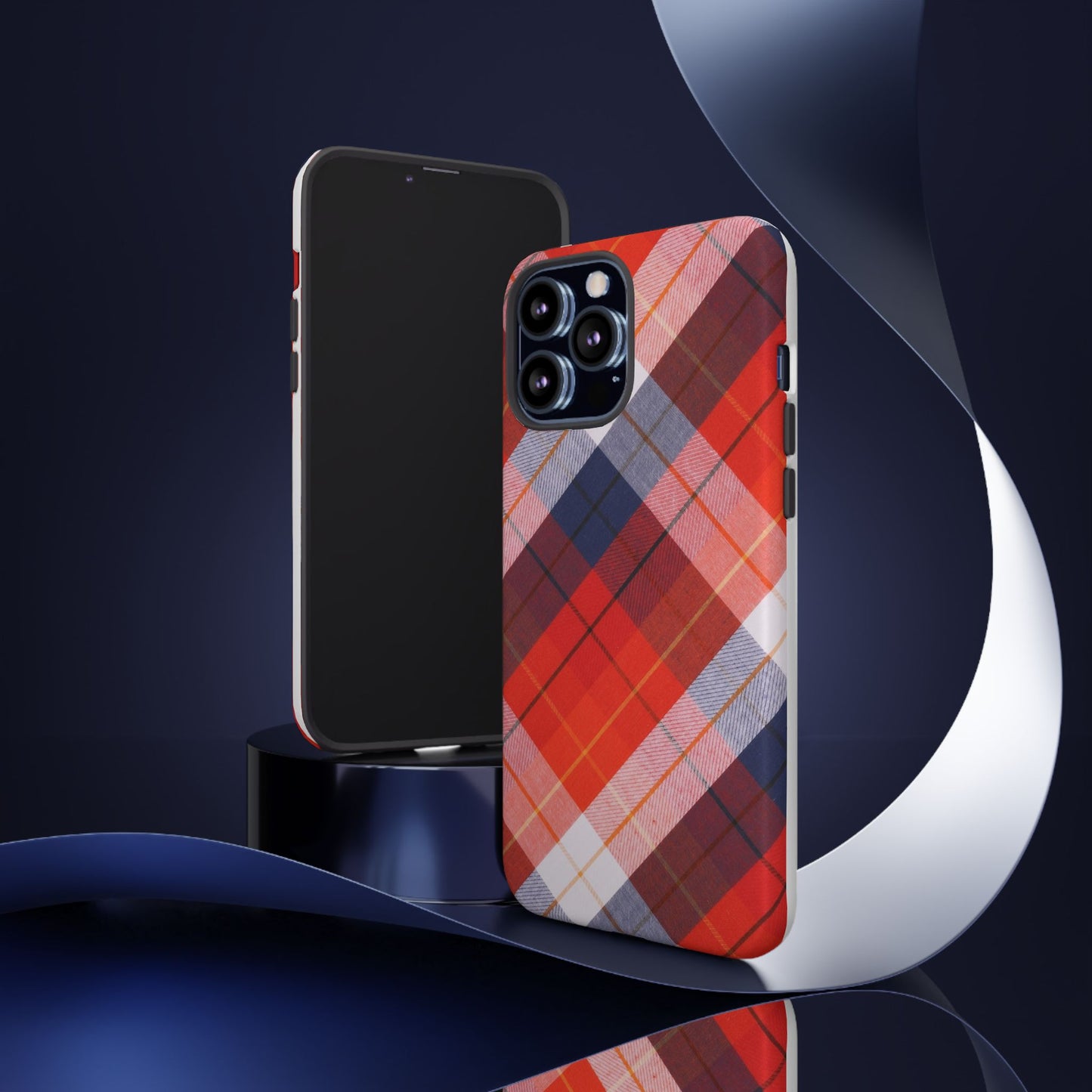 Tough Cases, Beautiful Red, White & Blue Plaid Design