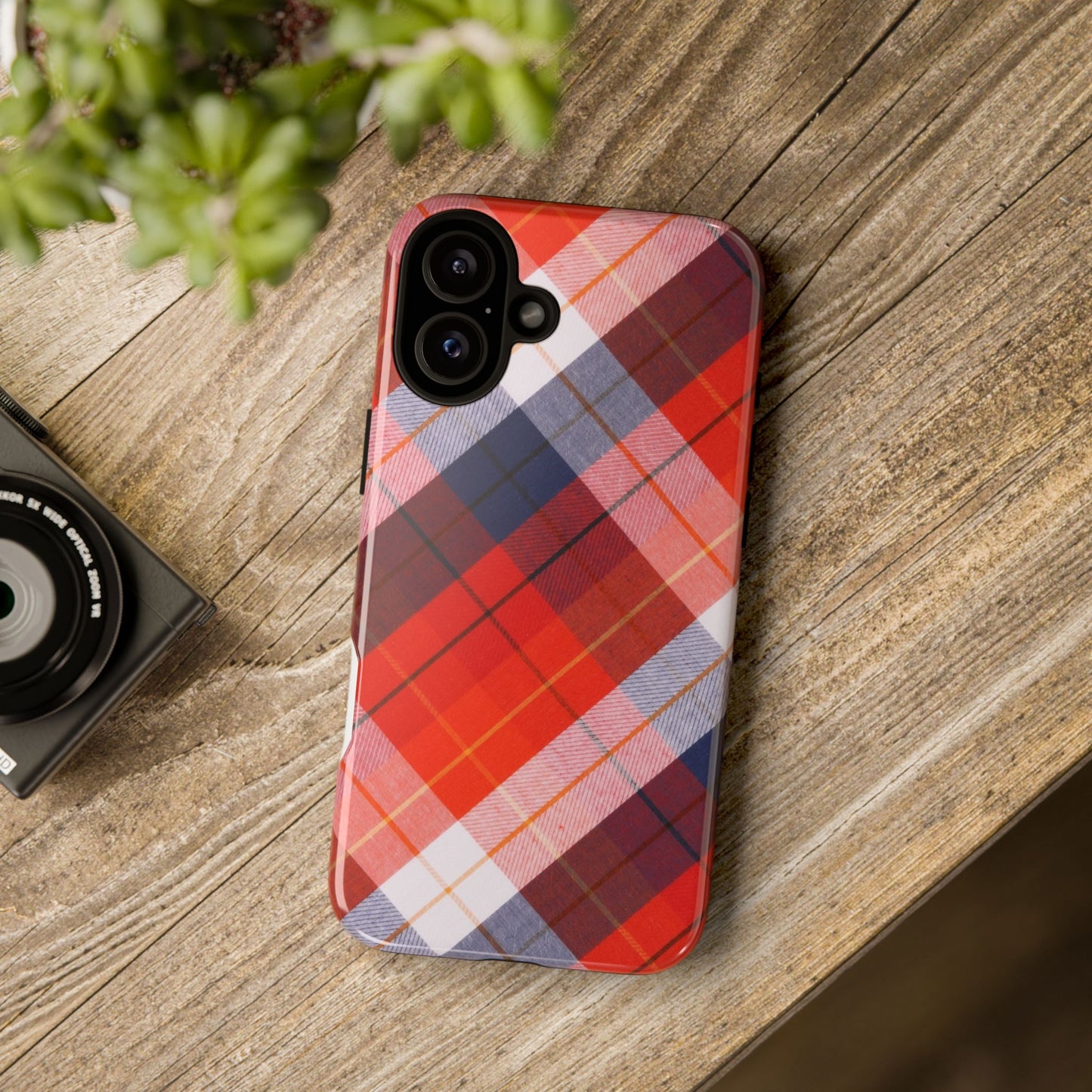 Tough Cases, Beautiful Red, White & Blue Plaid Design
