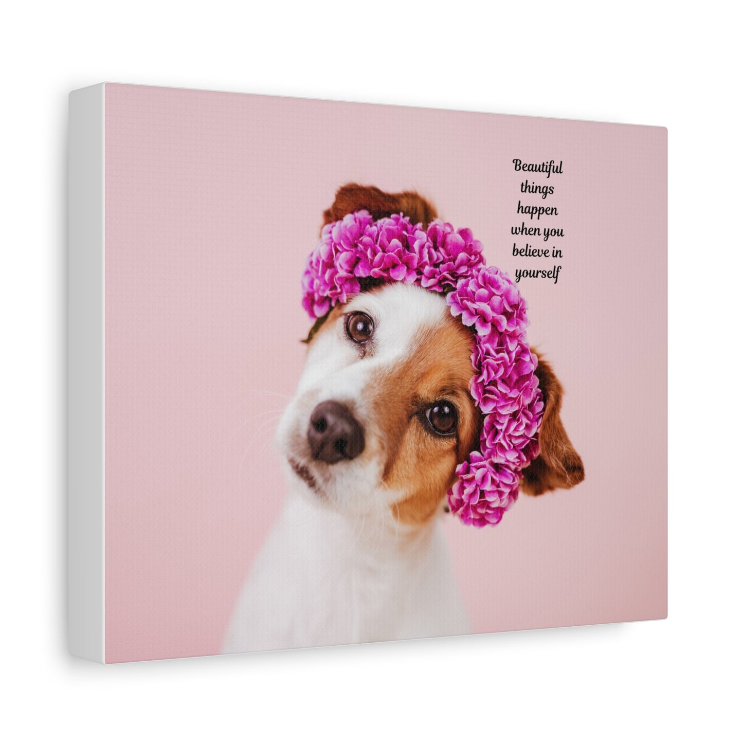 Inspirational Dog Wall Art Canvas, Motivational Home Décor, Pet Lover Gift, Dog Art Print, Flower Crown Dog Canvas