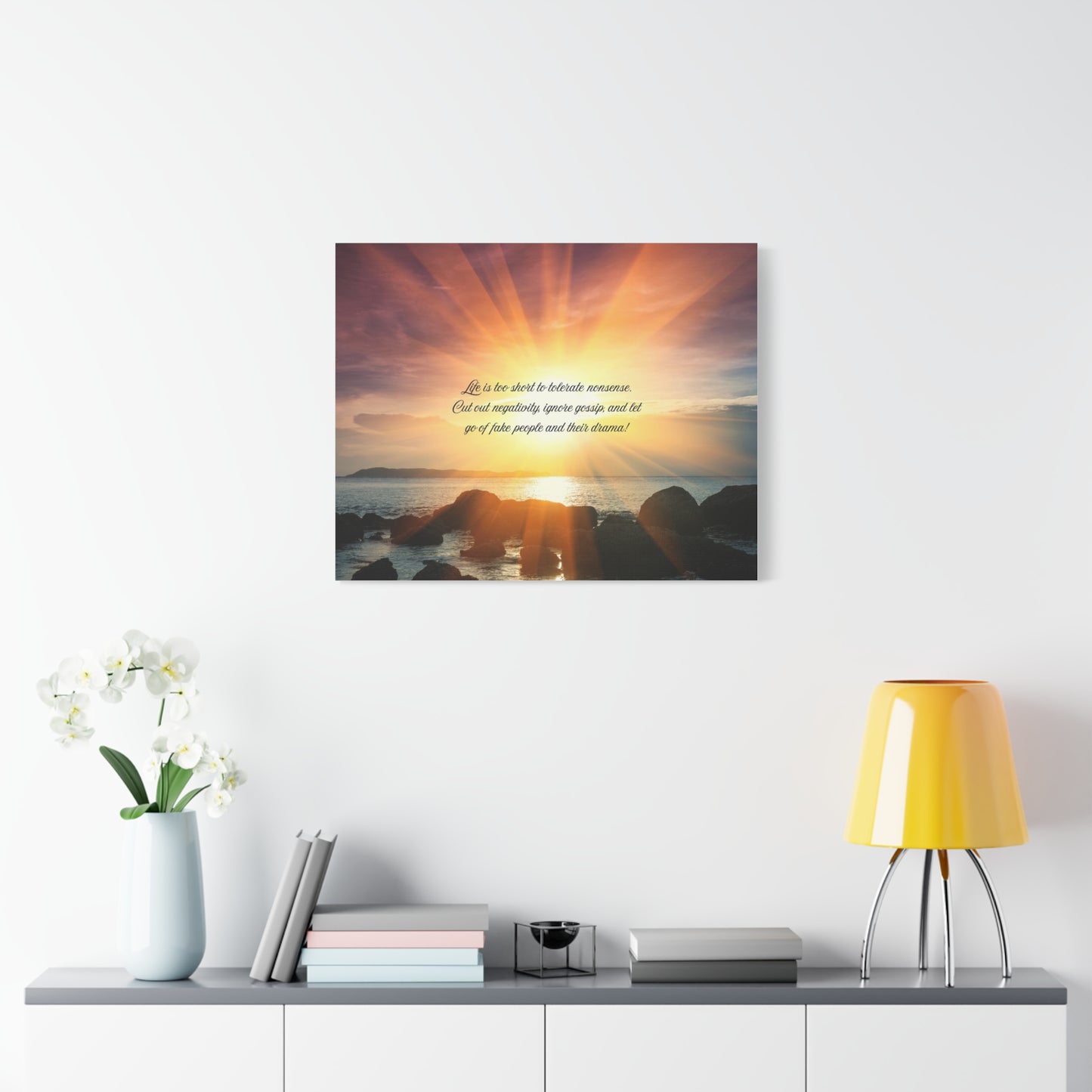 Inspirational Wall Art Canvas, Motivational Home Decor, Positive Quote Print, Beach Sunset Artwork, Gift for Friends