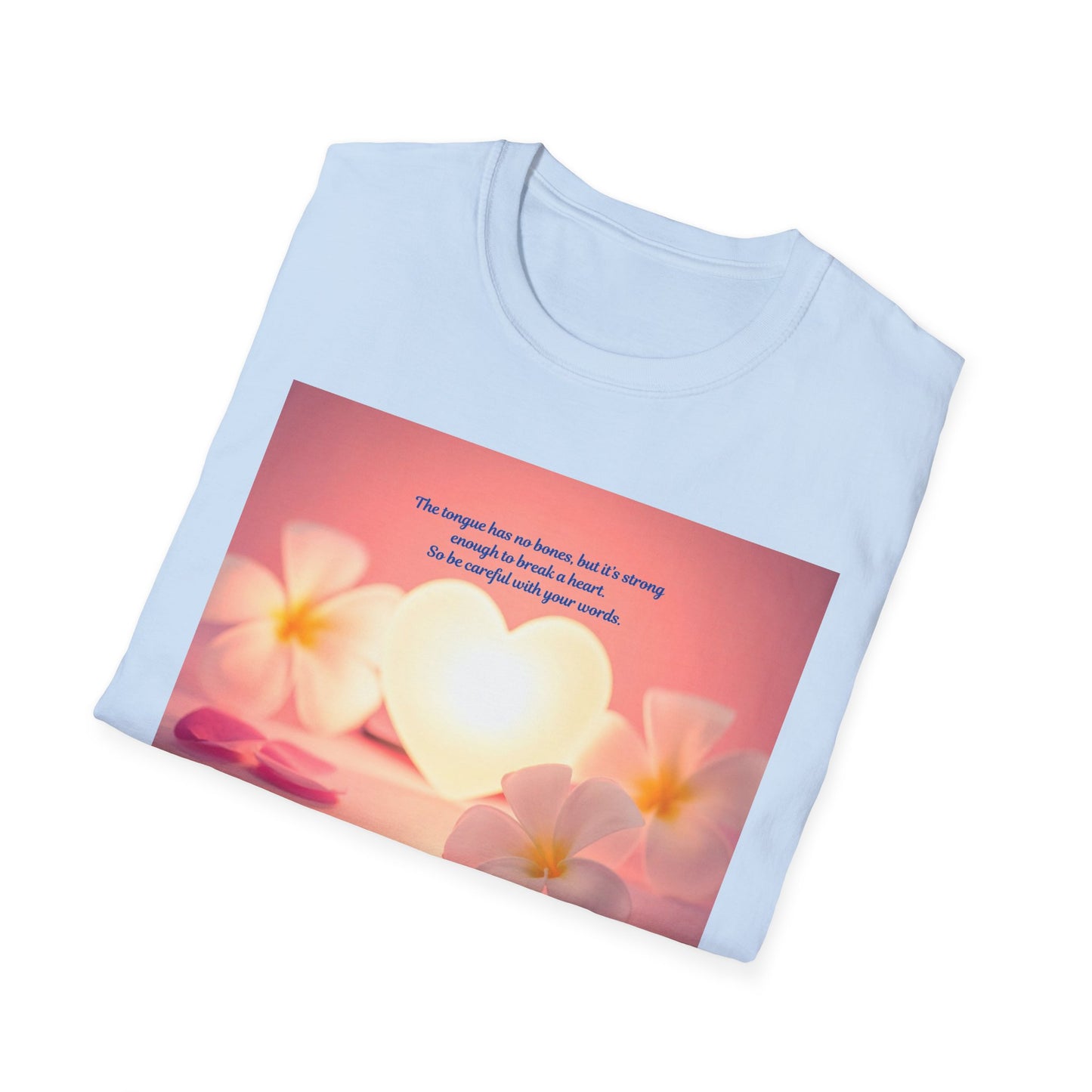 Inspirational Heart & Plumeria T-Shirt – 'The stronger the love...' Motivational Floral Tee