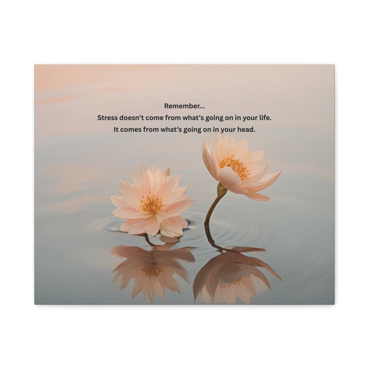 Matte Canvas Wall Art – 'Remember... Stress Doesn't Come From What’s Going On in Your Life' Floral Meditation Print