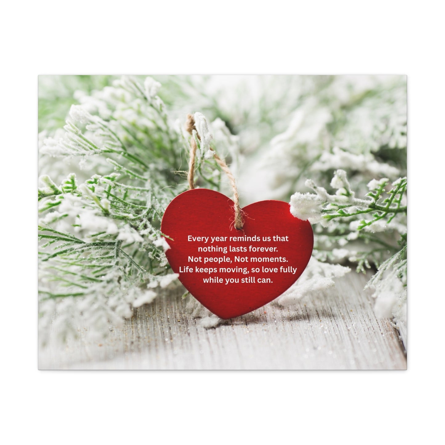 Canvas Wall Art - Red Heart Ornament with Inspirational Quote (Matte Stretched Canvas)