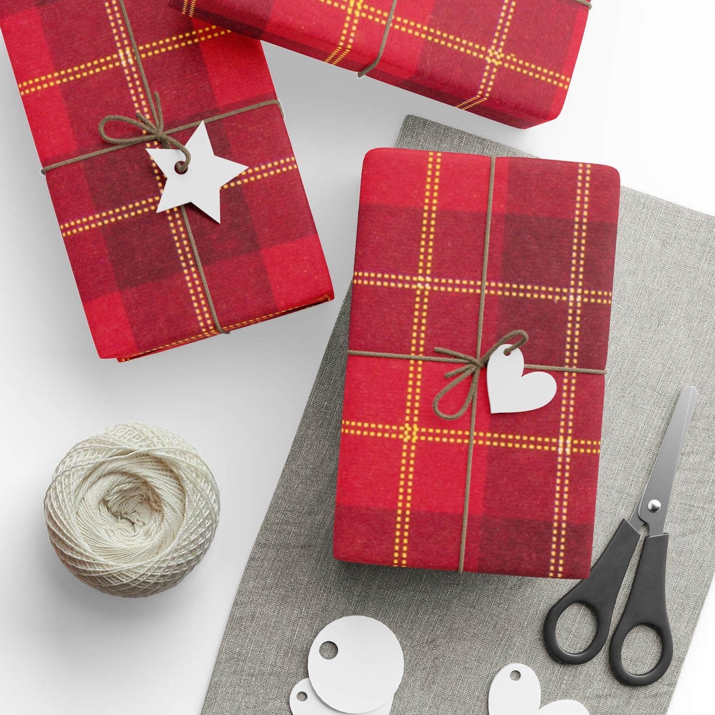 Red Buffalo Plaid Wrapping Paper Roll — Festive Christmas Gift Wrap