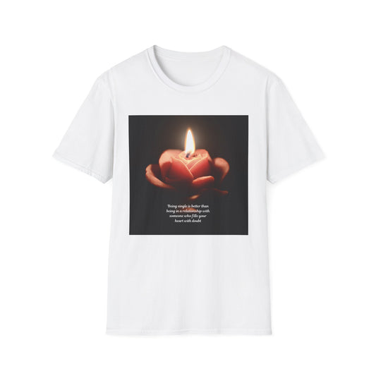 T-Shirt — Candle in Hands Graphic Tee with Inspirational Quote