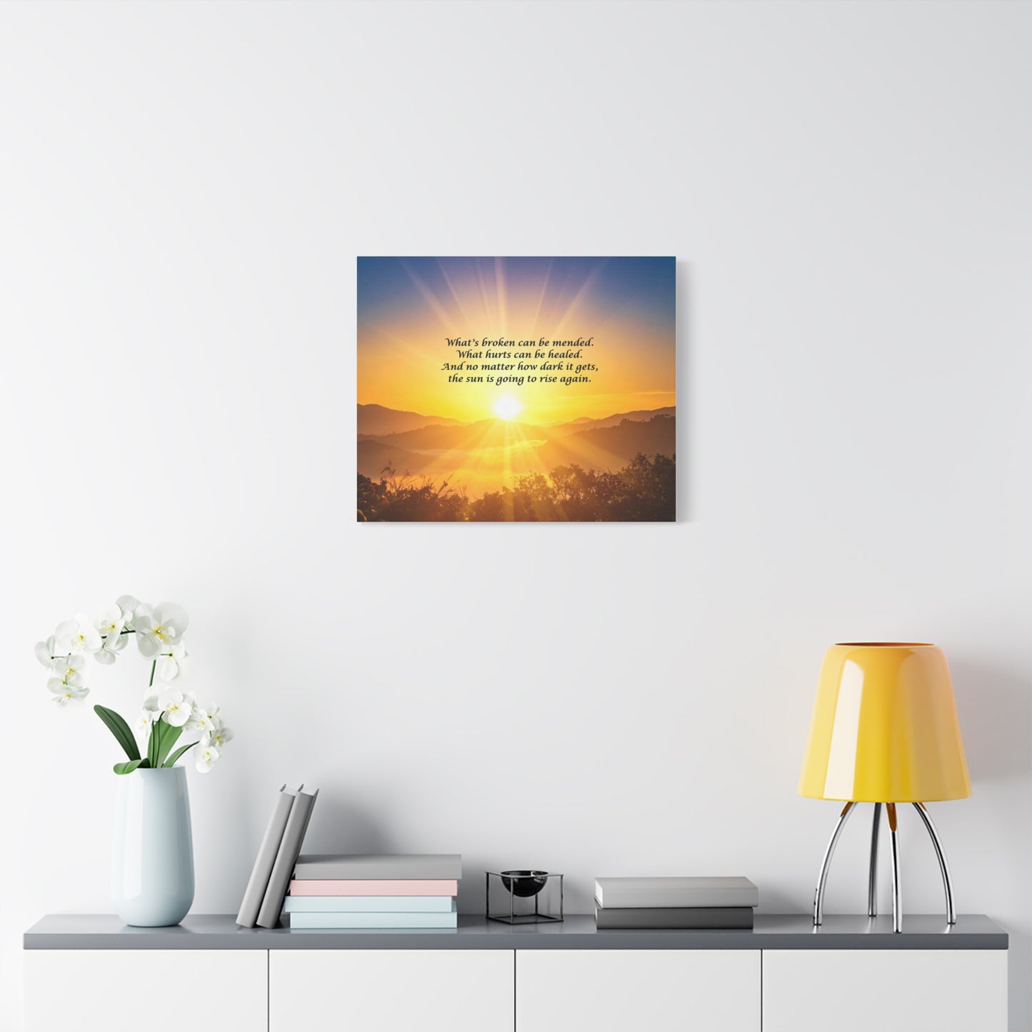 Sunrise Inspirational Canvas - "What's broken can be mended" Wall Art
