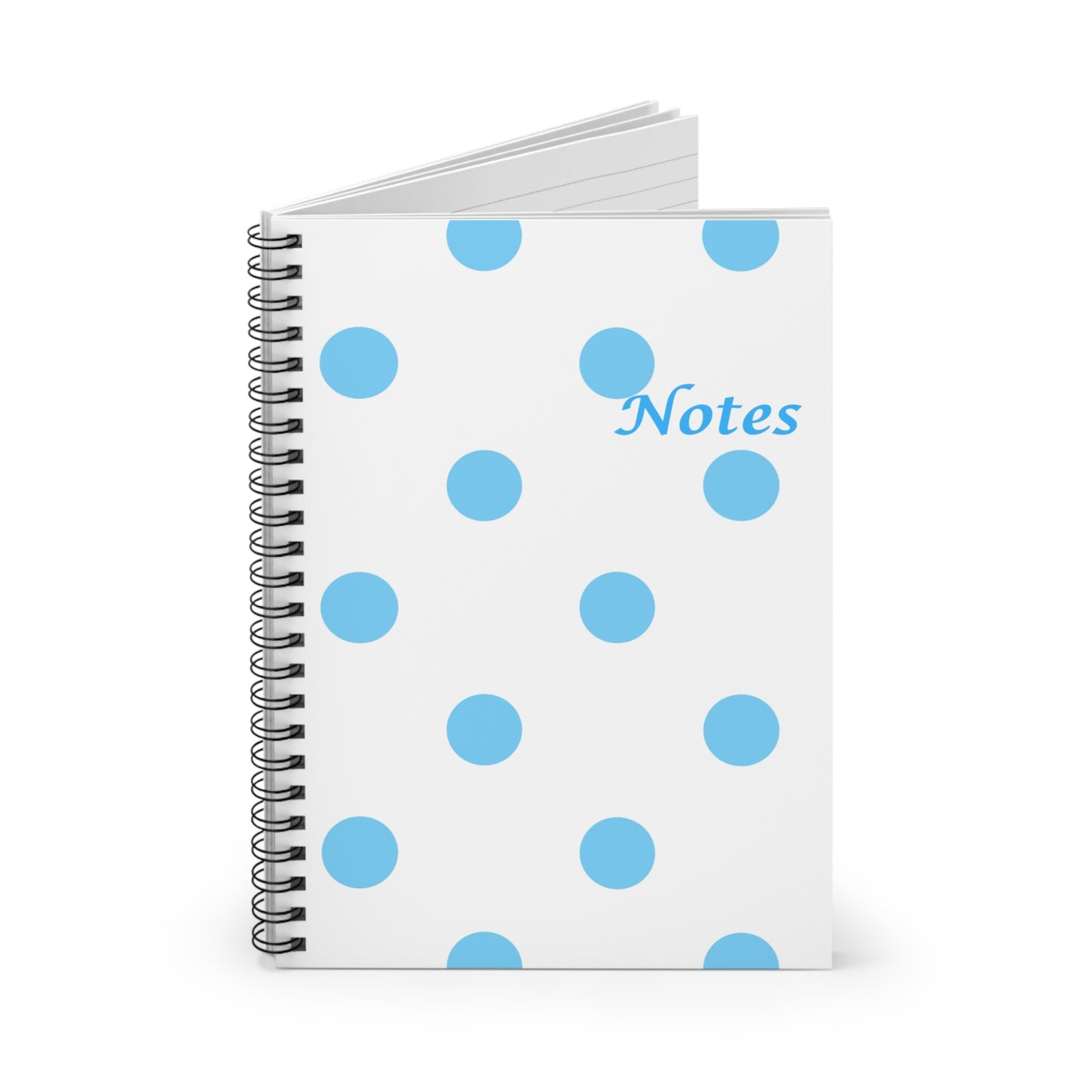 Blue Polka Dot Notes Spiral Notebook — Ruled Lined Journal for School & Office