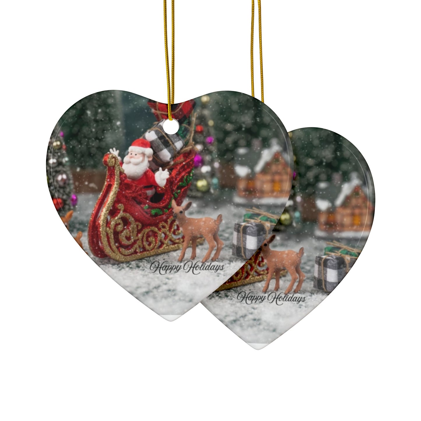 Christmas Ceramic Ornaments - Double-Sided Holiday Decorations, Custom Gifts for Tree, Home Decor, Festive Hanging Ornaments