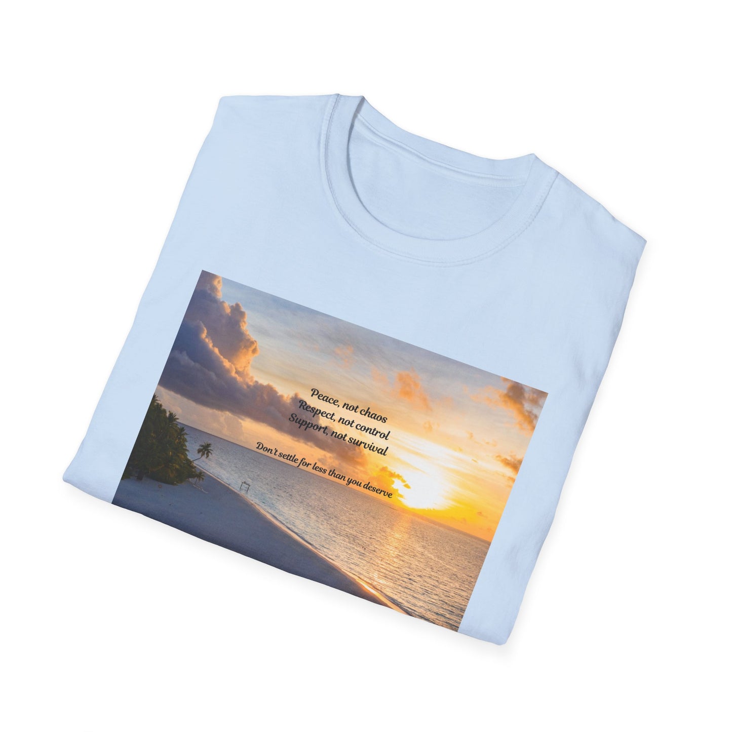 Sunset Serenity Quote T-Shirt, Inspirational Tee, Relaxation Shirt, Gift for Beach Lovers, Perfect for Summer,  Softstyle T-Shirt