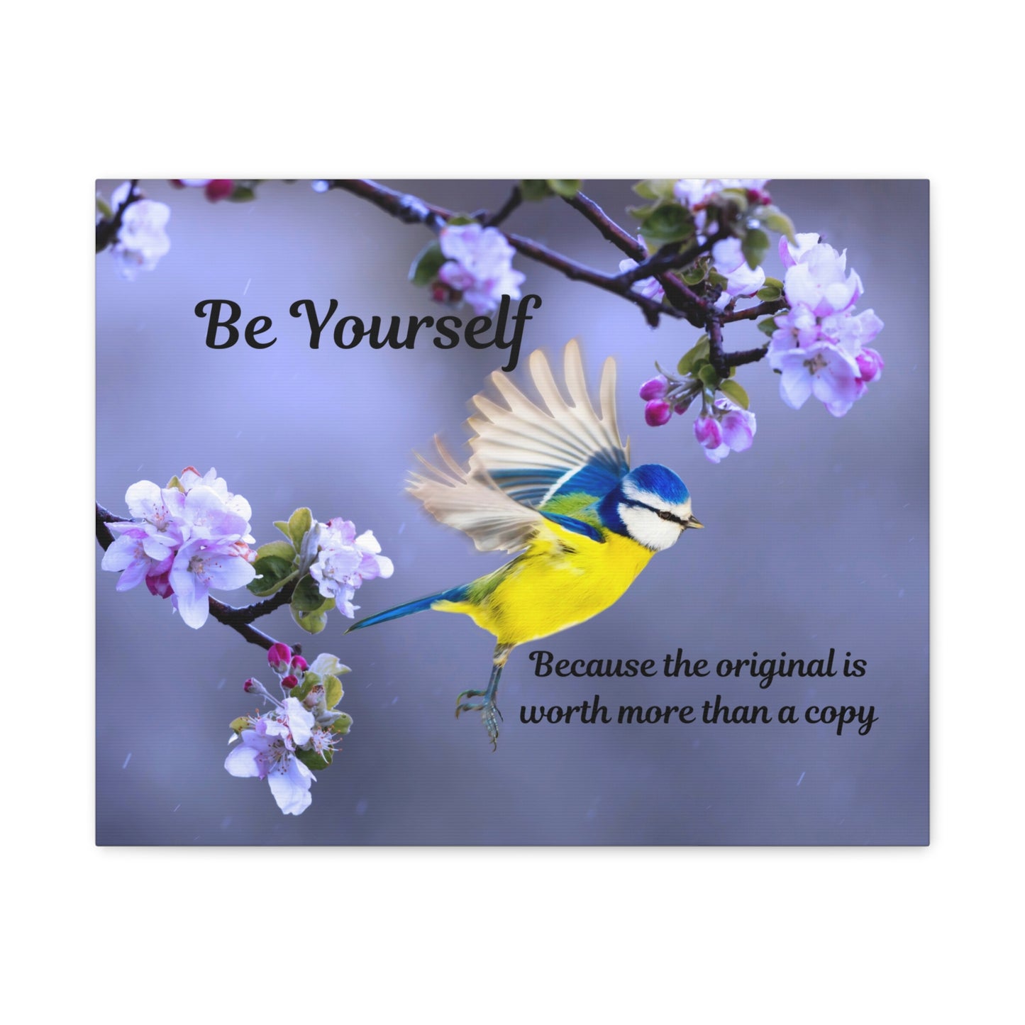 Inspirational Bird Canvas Wall Art, Be Yourself Quote, Home Decor, Nature Lover Gift, Motivational Artwork, Unique Gift for Her