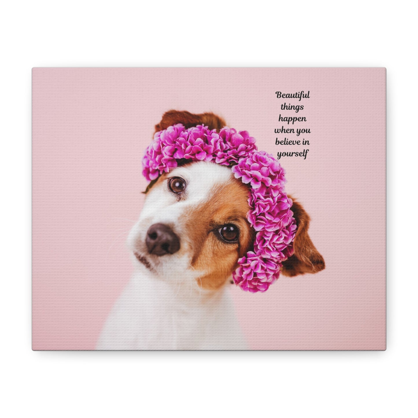 Inspirational Dog Wall Art Canvas, Motivational Home Décor, Pet Lover Gift, Dog Art Print, Flower Crown Dog Canvas