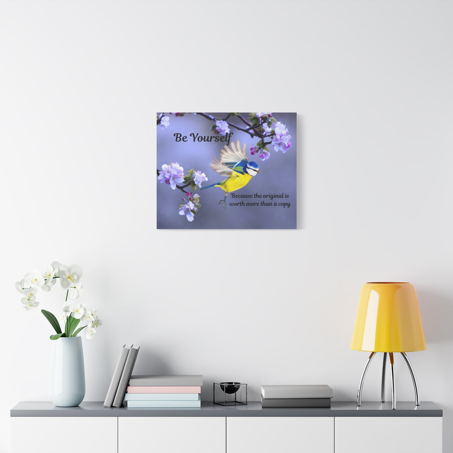 Inspirational Bird Canvas Wall Art, Be Yourself Quote, Home Decor, Nature Lover Gift, Motivational Artwork, Unique Gift for Her