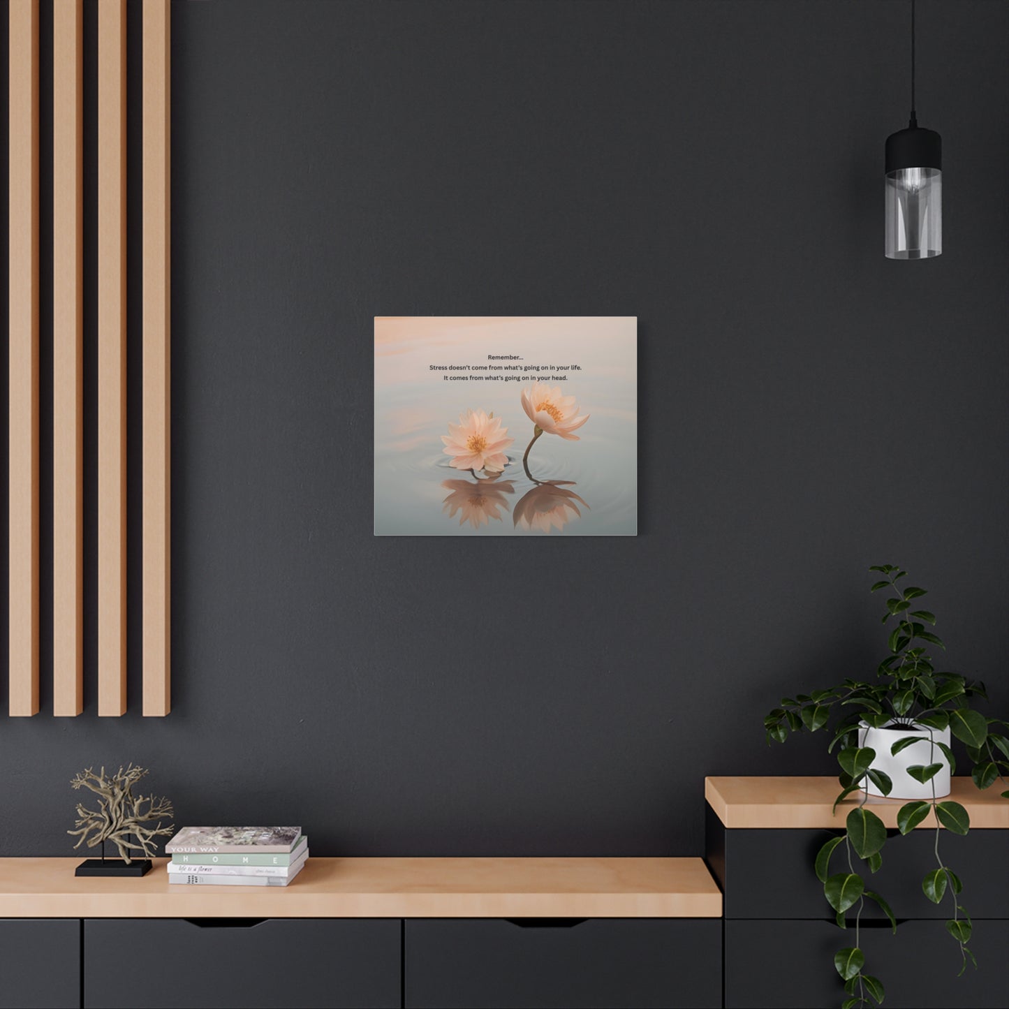 Matte Canvas Wall Art – 'Remember... Stress Doesn't Come From What’s Going On in Your Life' Floral Meditation Print