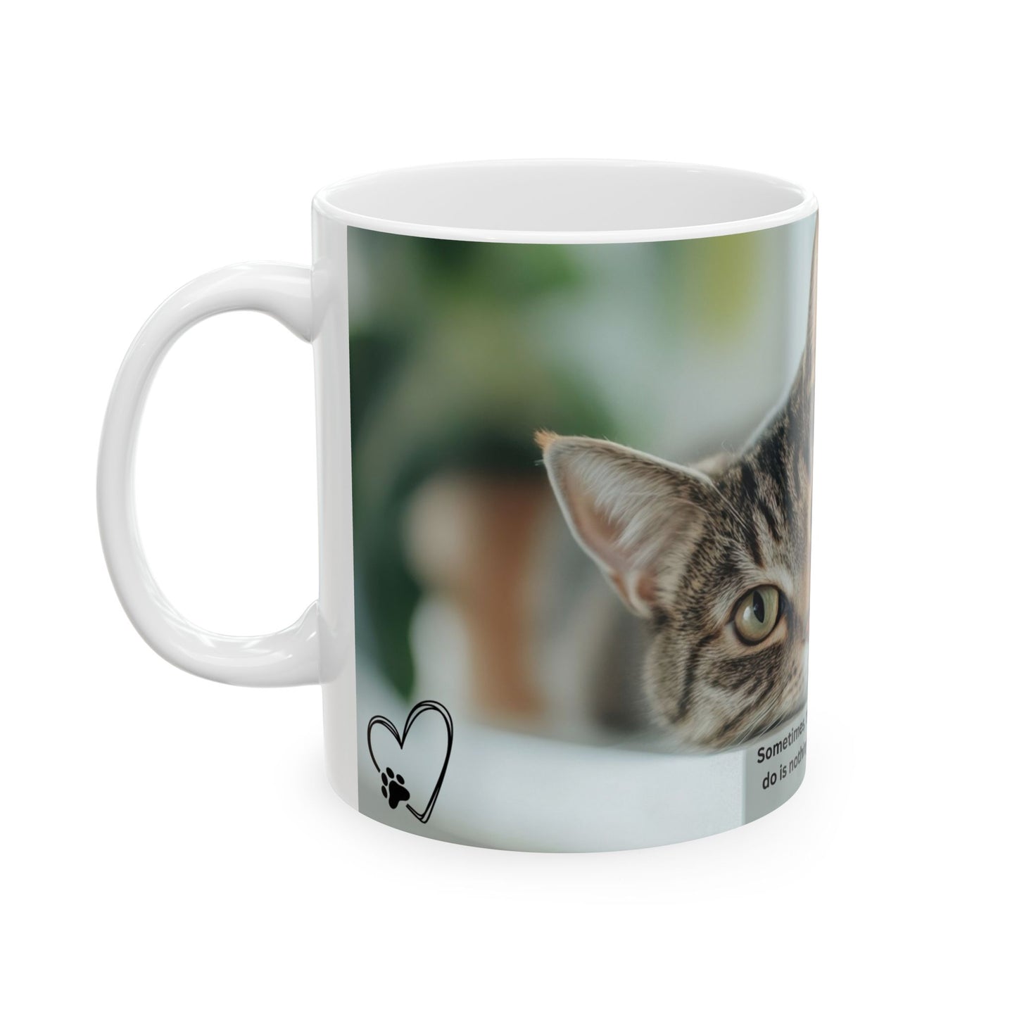 Ceramic Mug, (11oz, 15oz), Adorable kitten with positive message