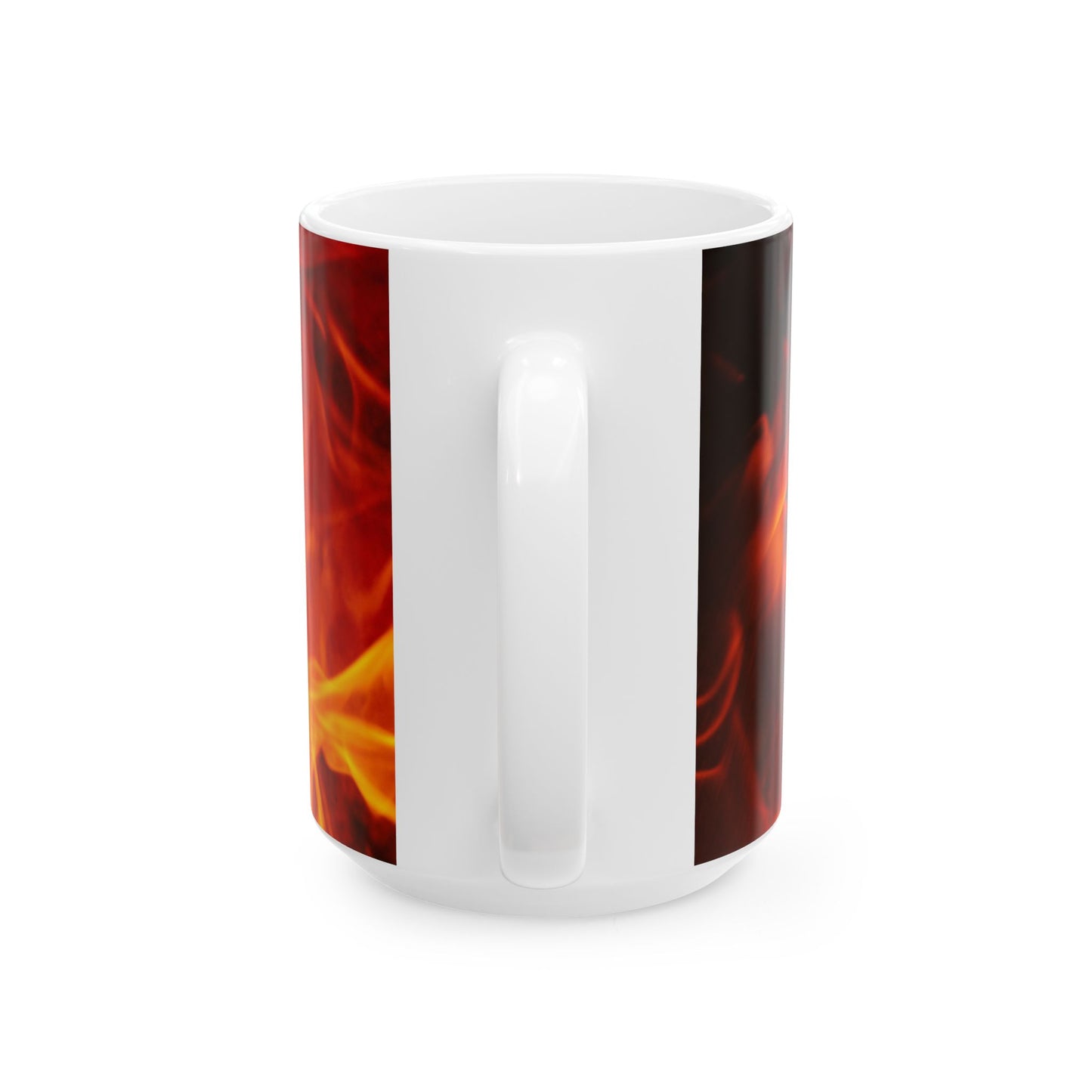 Flames Motivational Ceramic Mug — Fire Background with Inspirational Quote (11oz, 15oz)