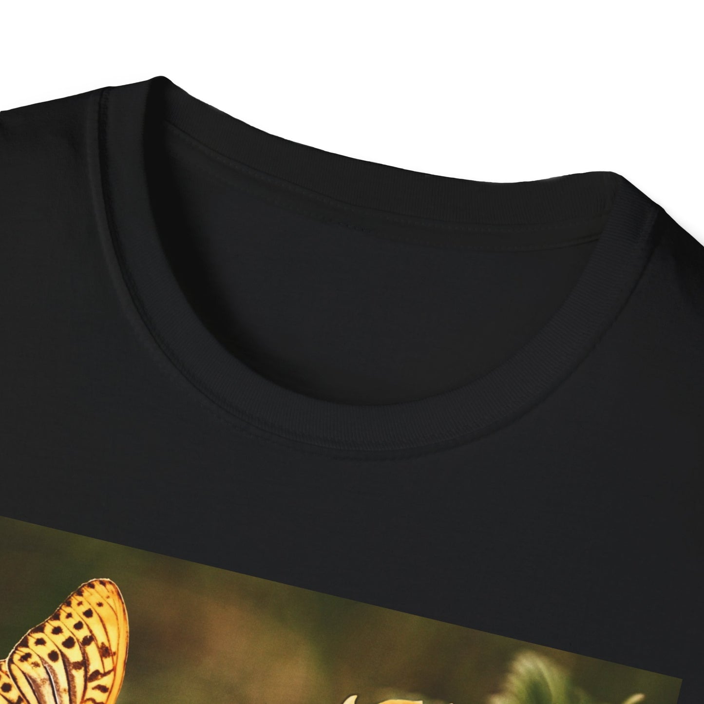 Butterfly & Flower  Softstyle T-Shirt, Nature Tee, Gift for Nature Lovers, Floral Art Shirt, Casual Wear, Summer Top