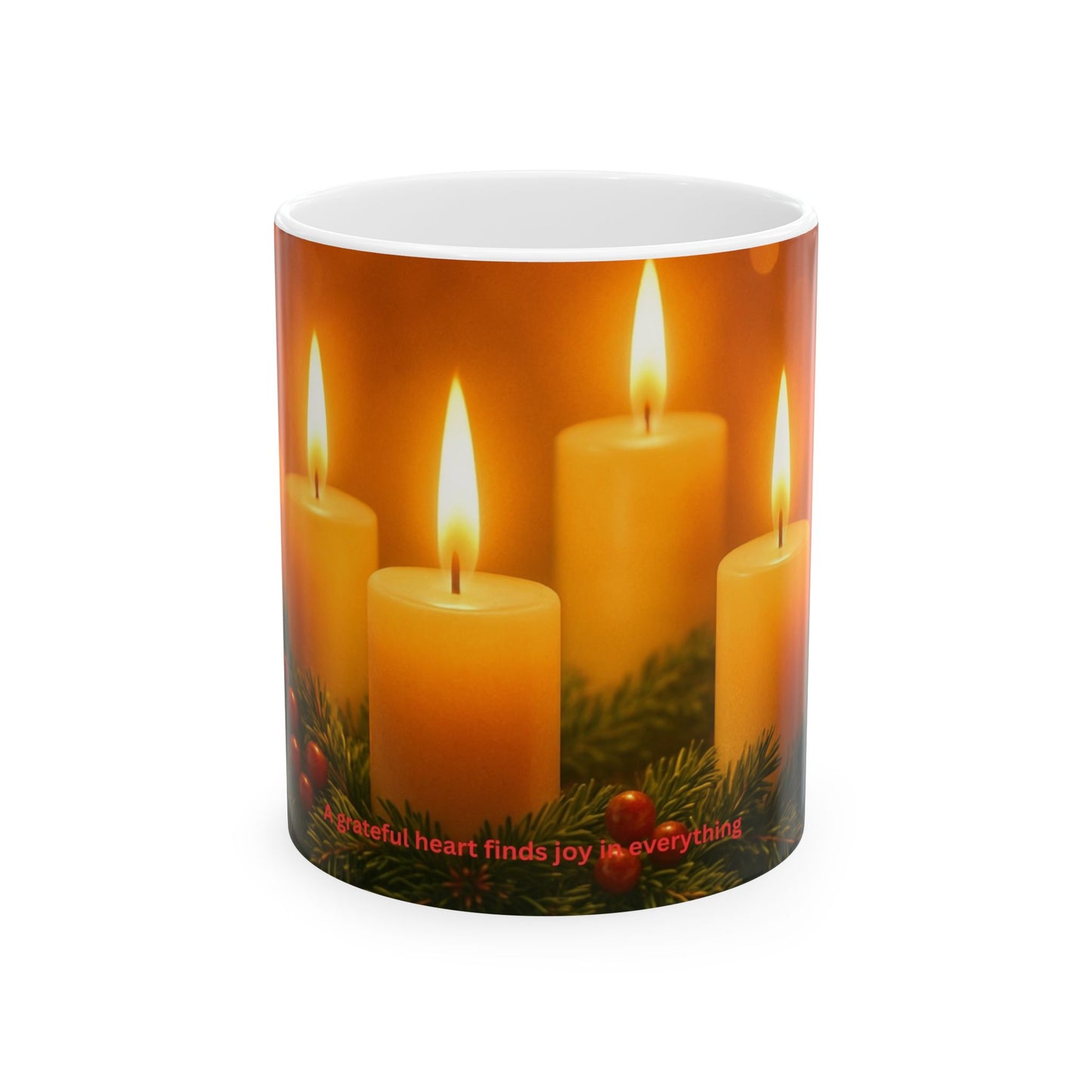 Christmas Candle Ceramic Mug - Cozy Holiday Tea Coffee Cup (11oz & 15oz)