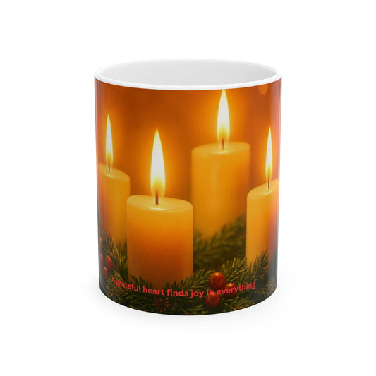 Christmas Candle Ceramic Mug - Cozy Holiday Tea Coffee Cup (11oz & 15oz)