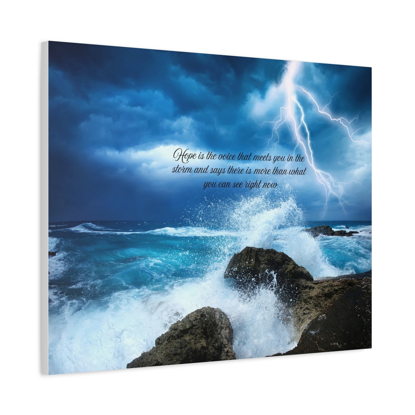 Inspirational Wall Art Canvas, Ocean Waves Decor, Stormy Skies Prints, Motivational Home Decor, Beach House Wall Art